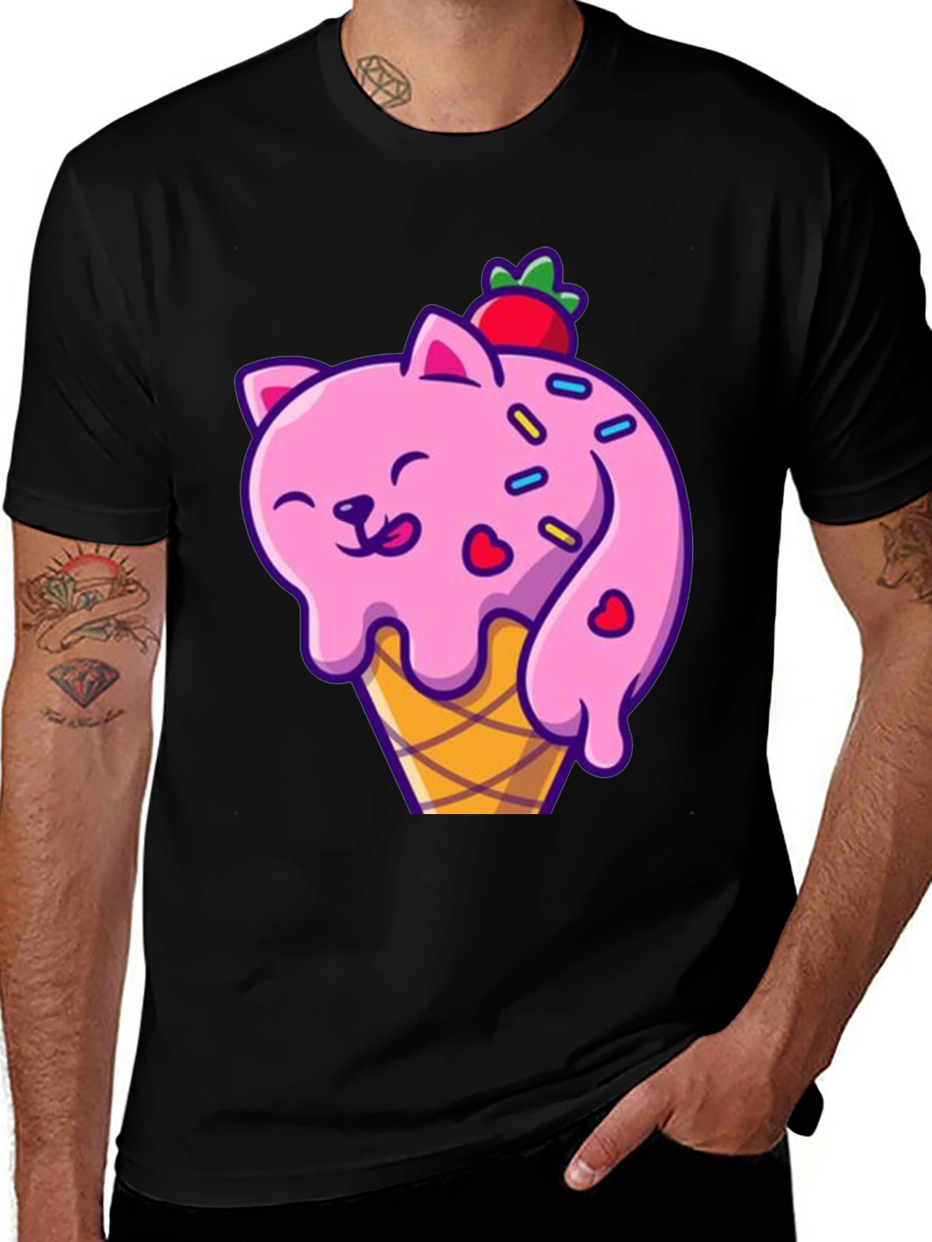 Variant 20 of Cute Cartoon Ice Cream Cat T-Shirt