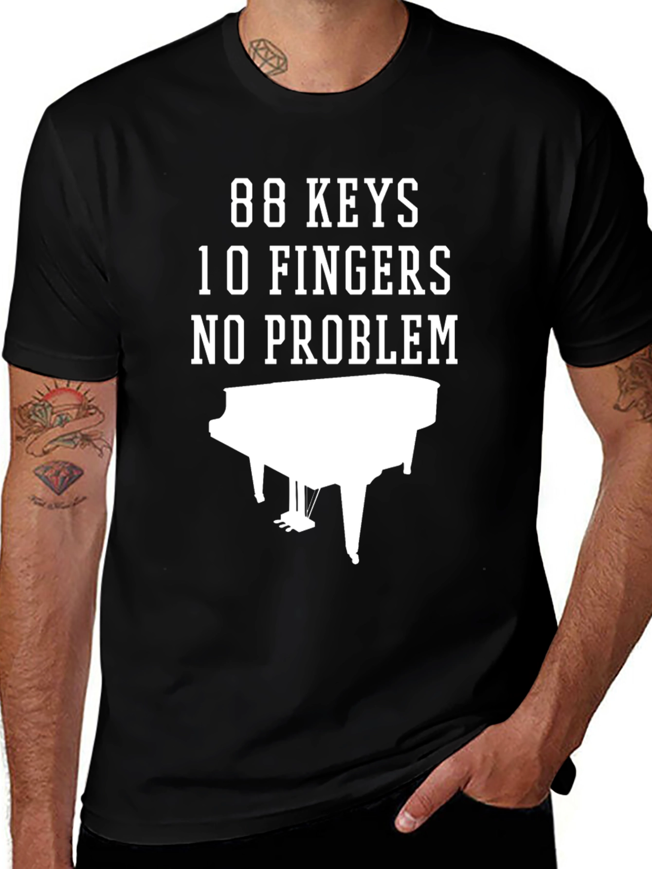 Variant 29 of 88 Keys, 10 Fingers, No Problem Piano T-Shirt
