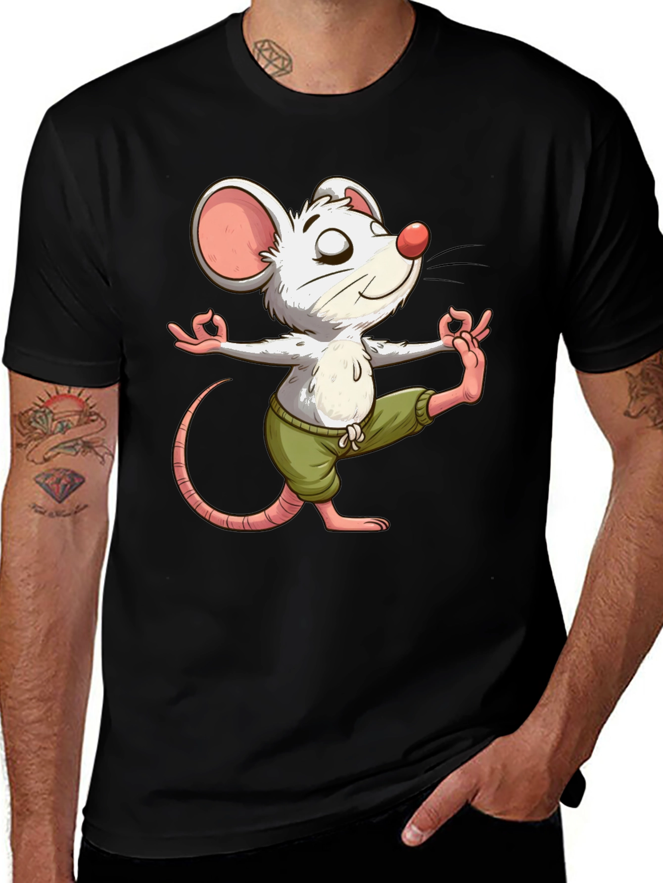 Variant 17 of Yoga Mouse Graphic Tee - Funny & Unique T-Shirt
