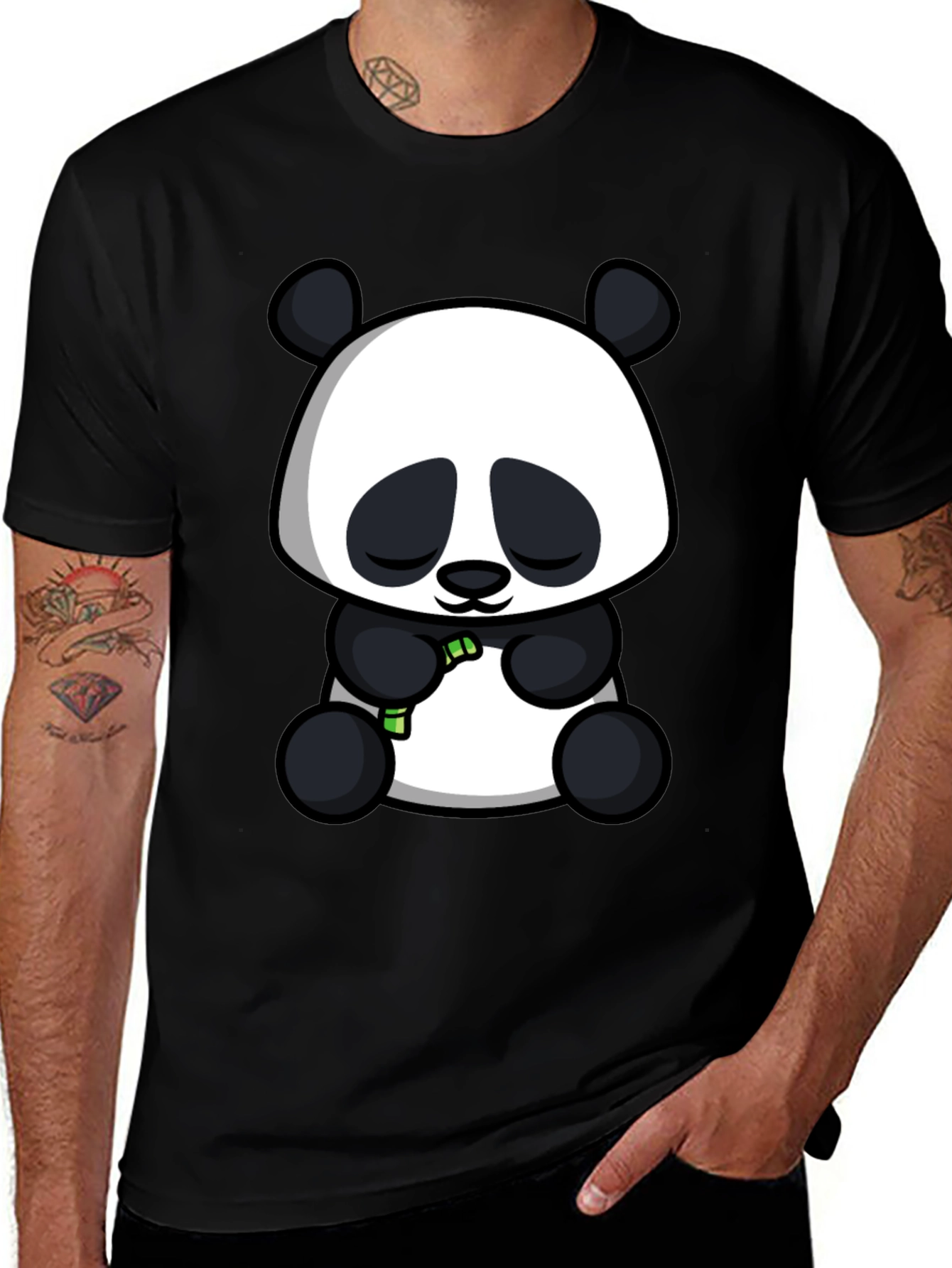 Variant 15 of Cute Panda Graphic Tee - Black Cotton Blend