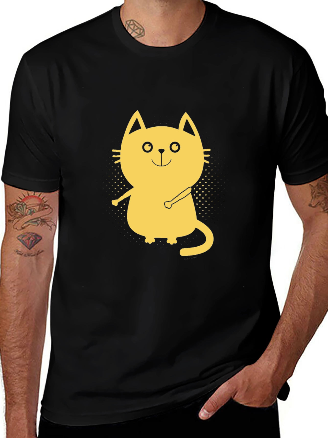 Variant 15 of Cute Cartoon Cat Black T-Shirt