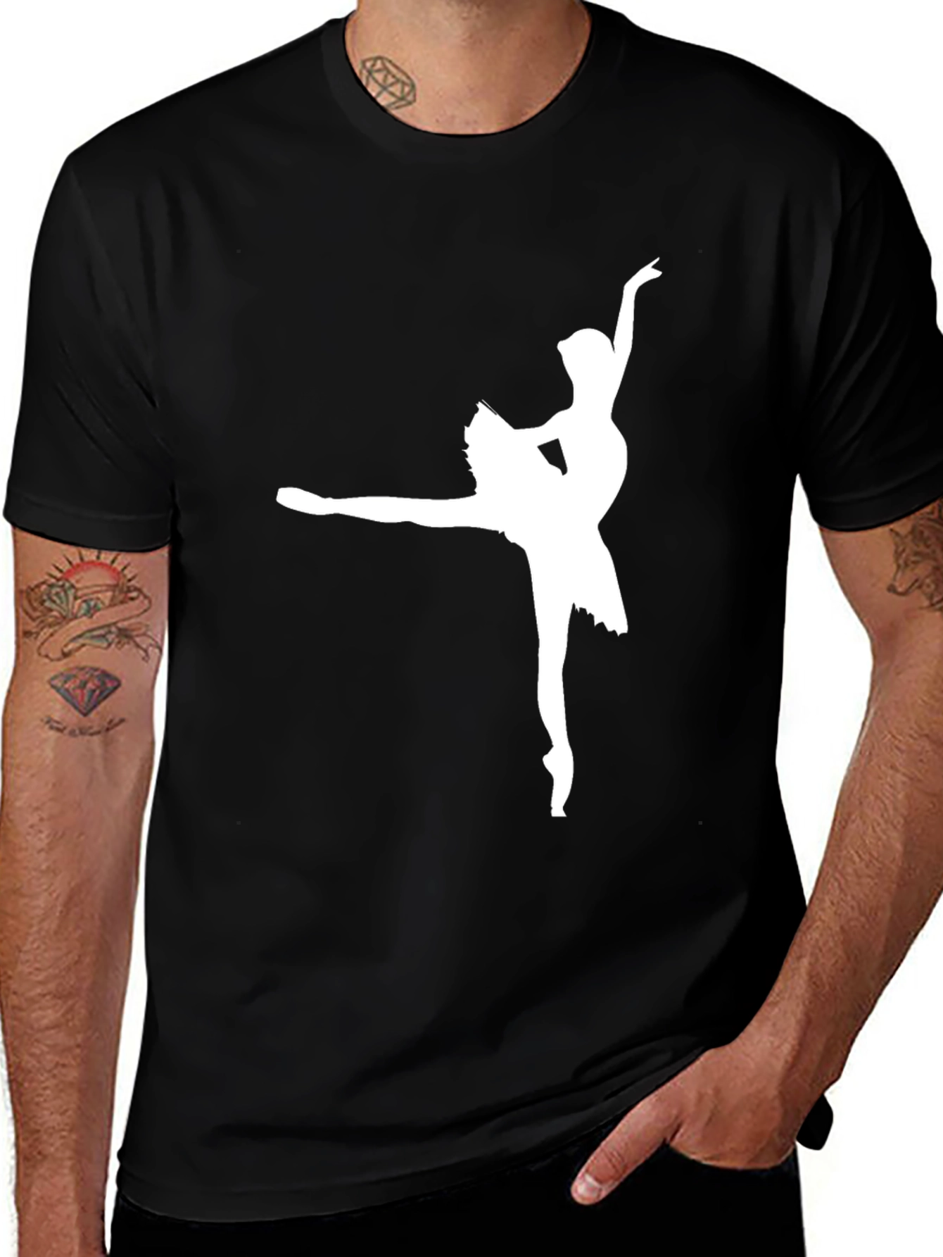 Variant 3 of Black T-Shirt with Ballerina Graphic
