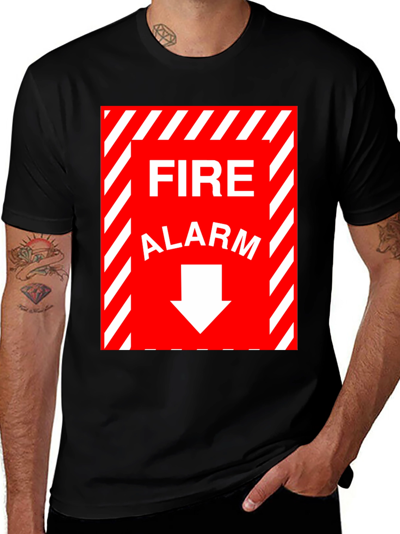 Black Fire Alarm Graphic Tee - Novelty T-Shirt main image