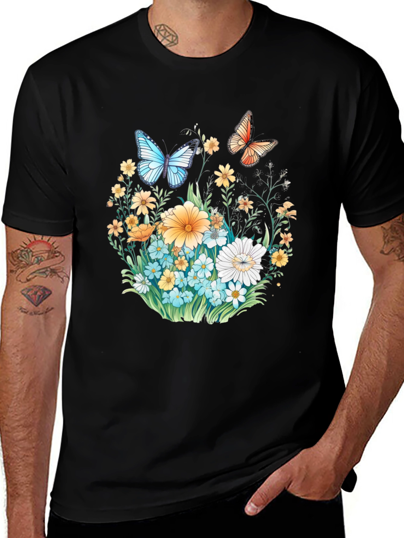 Variant 4 of Floral Butterfly Graphic T-Shirt
