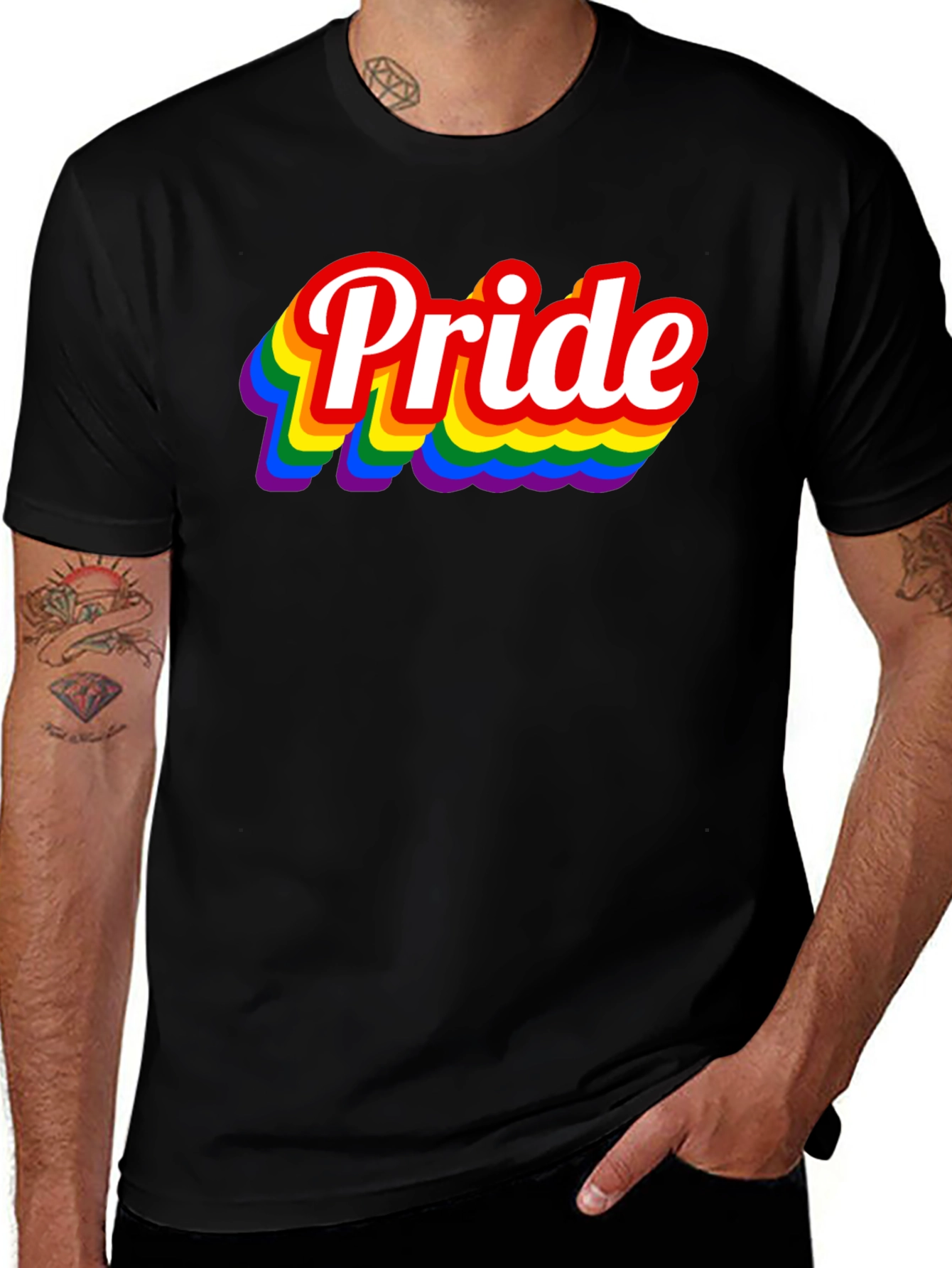 Variant 29 of Pride Rainbow T-Shirt - Black