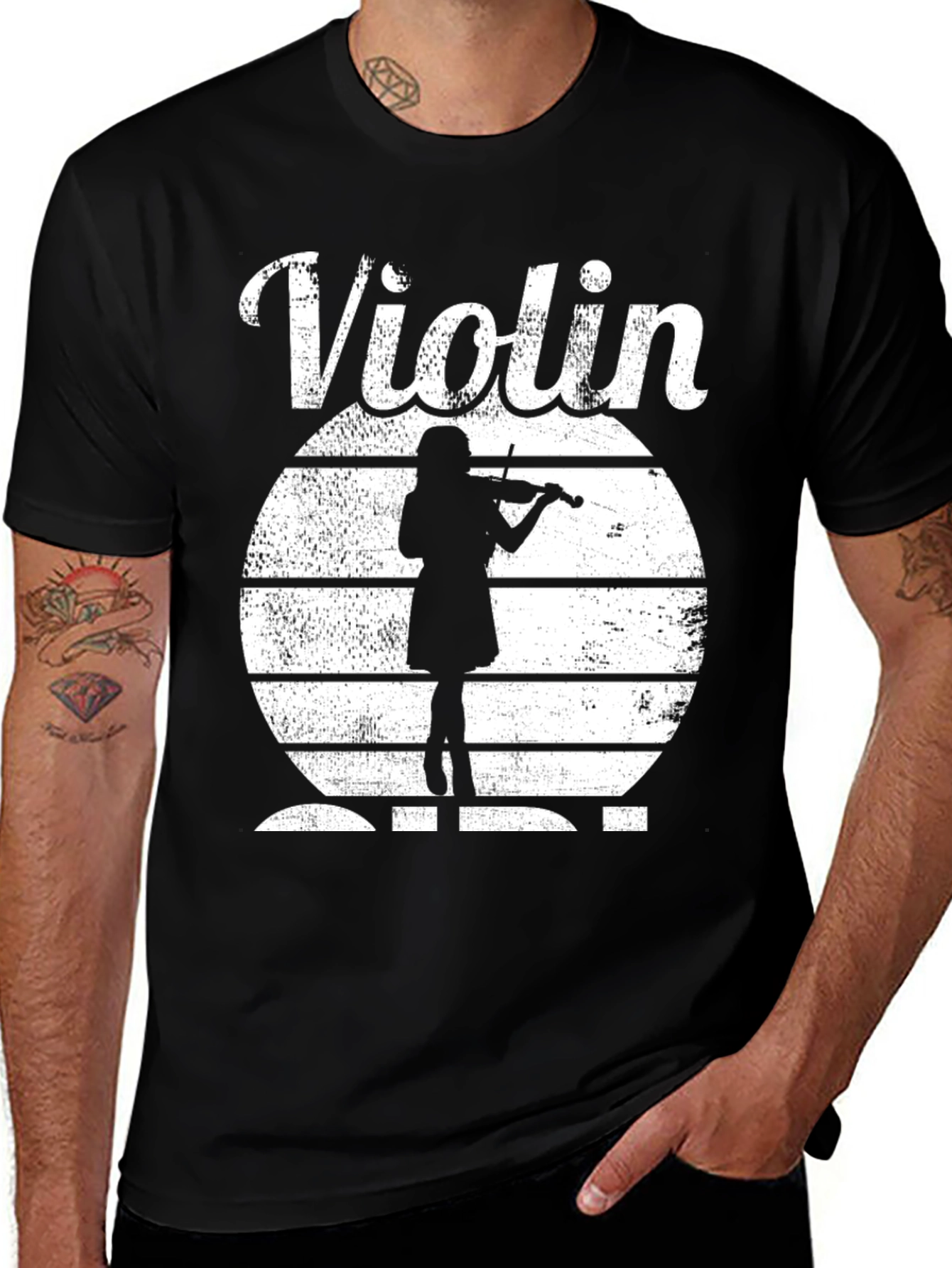 Variant 27 of Violin Player Silhouette Black T-Shirt
