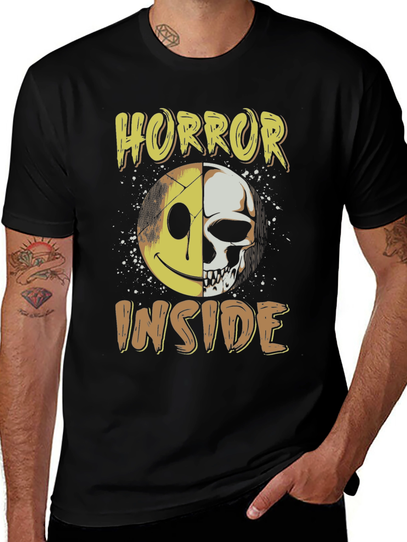 Variant 16 of Horror Inside Graphic T-Shirt - Skull Smiley Face Tee