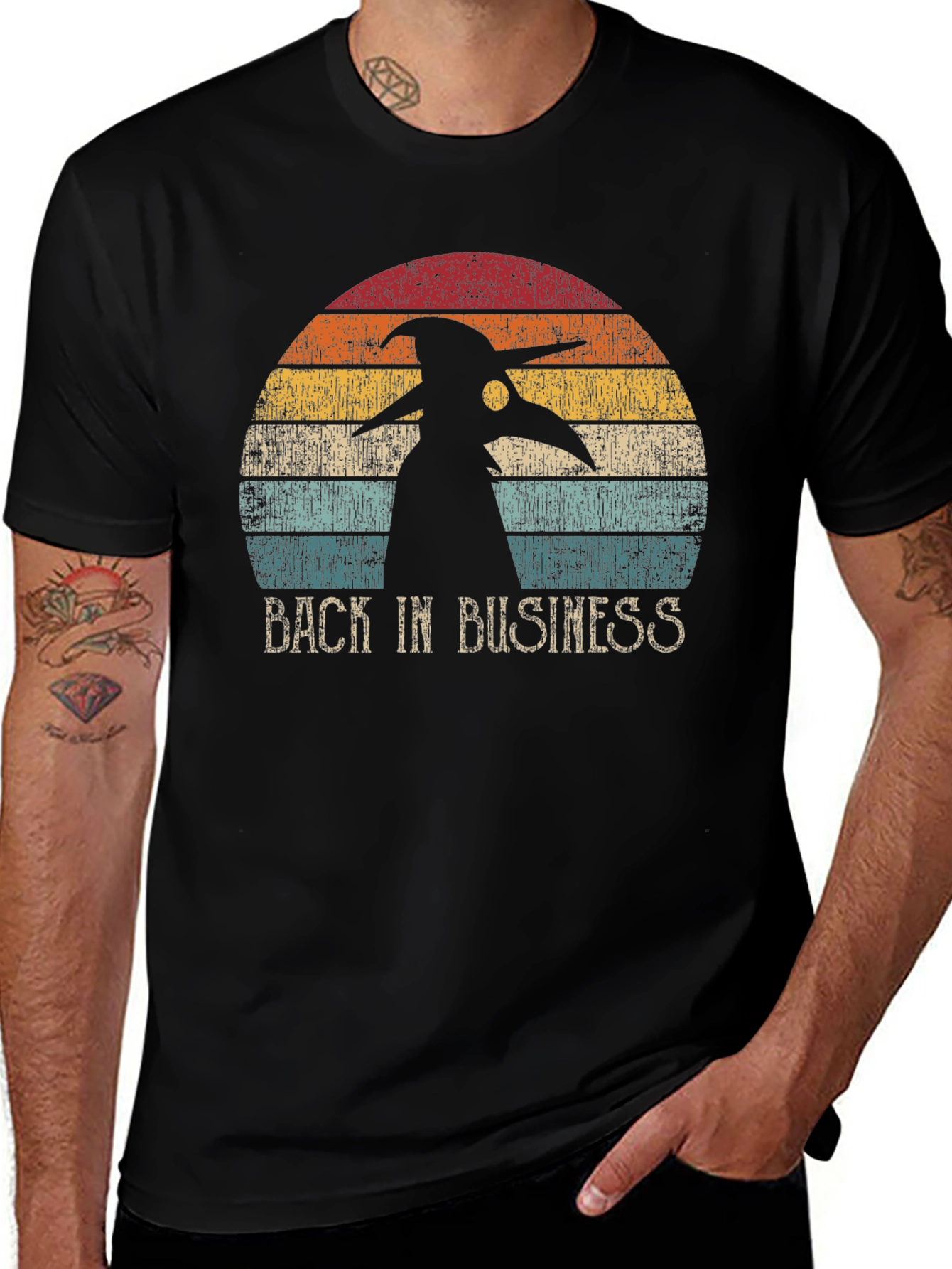 Plague Doctor "Back in Business" Retro T-Shirt