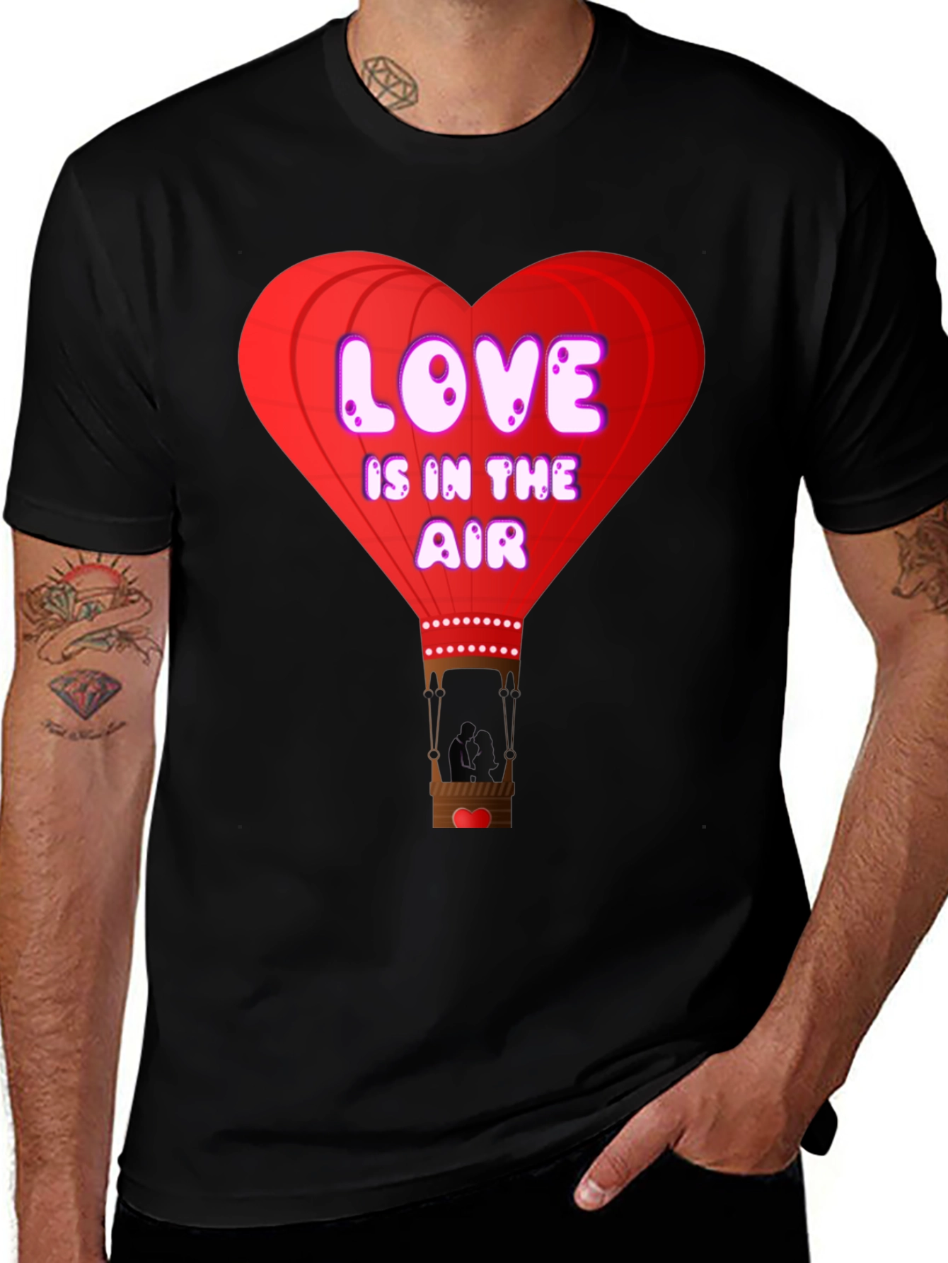 Variant 10 of Love is in the Air T-Shirt - Romantic Heart Balloon Design
