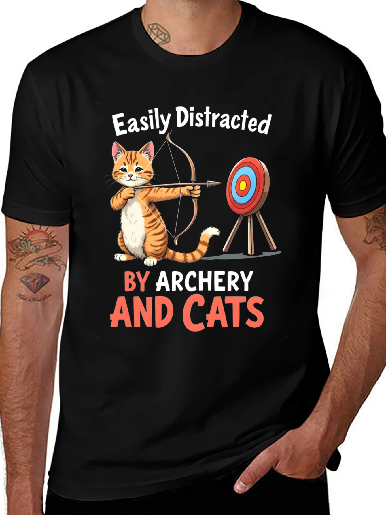 Variant 27 of Easily Distracted By Archery And Cats T-Shirt