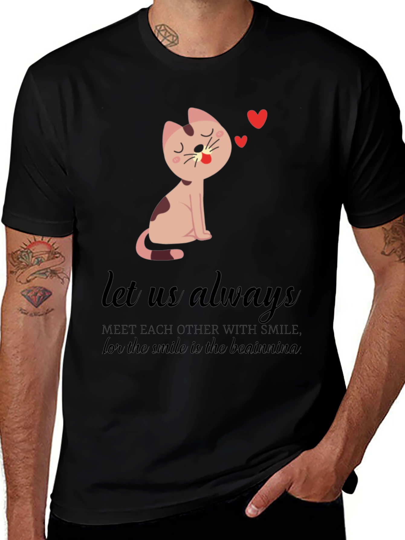 Variant 23 of Cat Love Graphic T-Shirt - Always Meet With a Smile