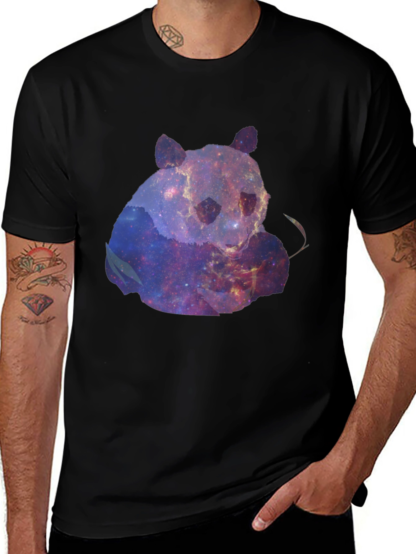 Variant 11 of Galaxy Panda Black T-Shirt - Men's Fashion Tee