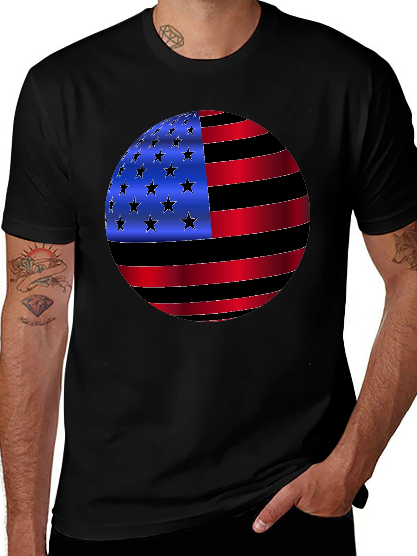 Variant 18 of American Flag Globe Graphic T-Shirt