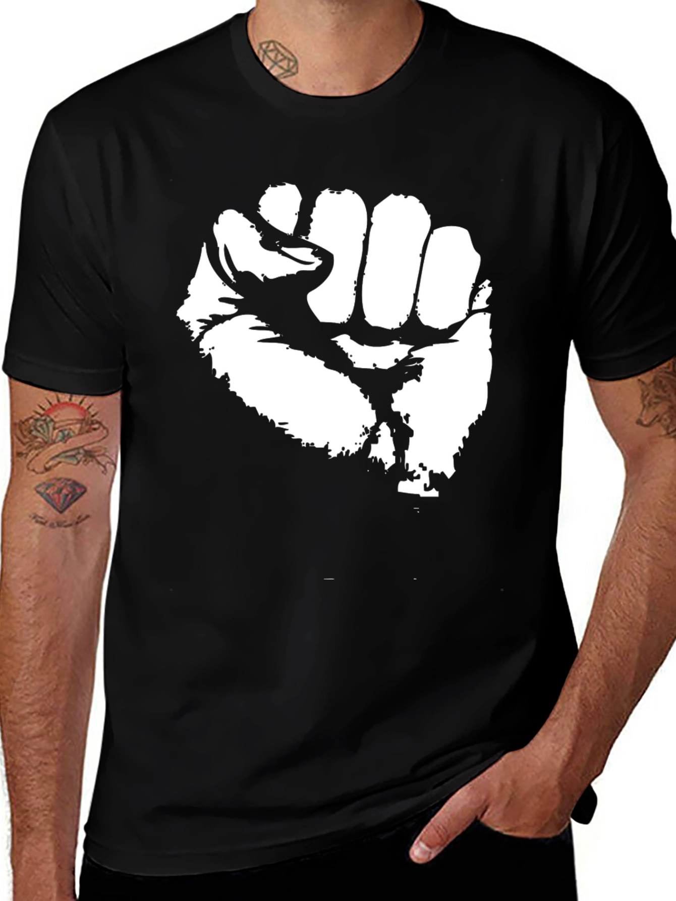 Fist Graphic Black T-Shirt - Protest Power Tee