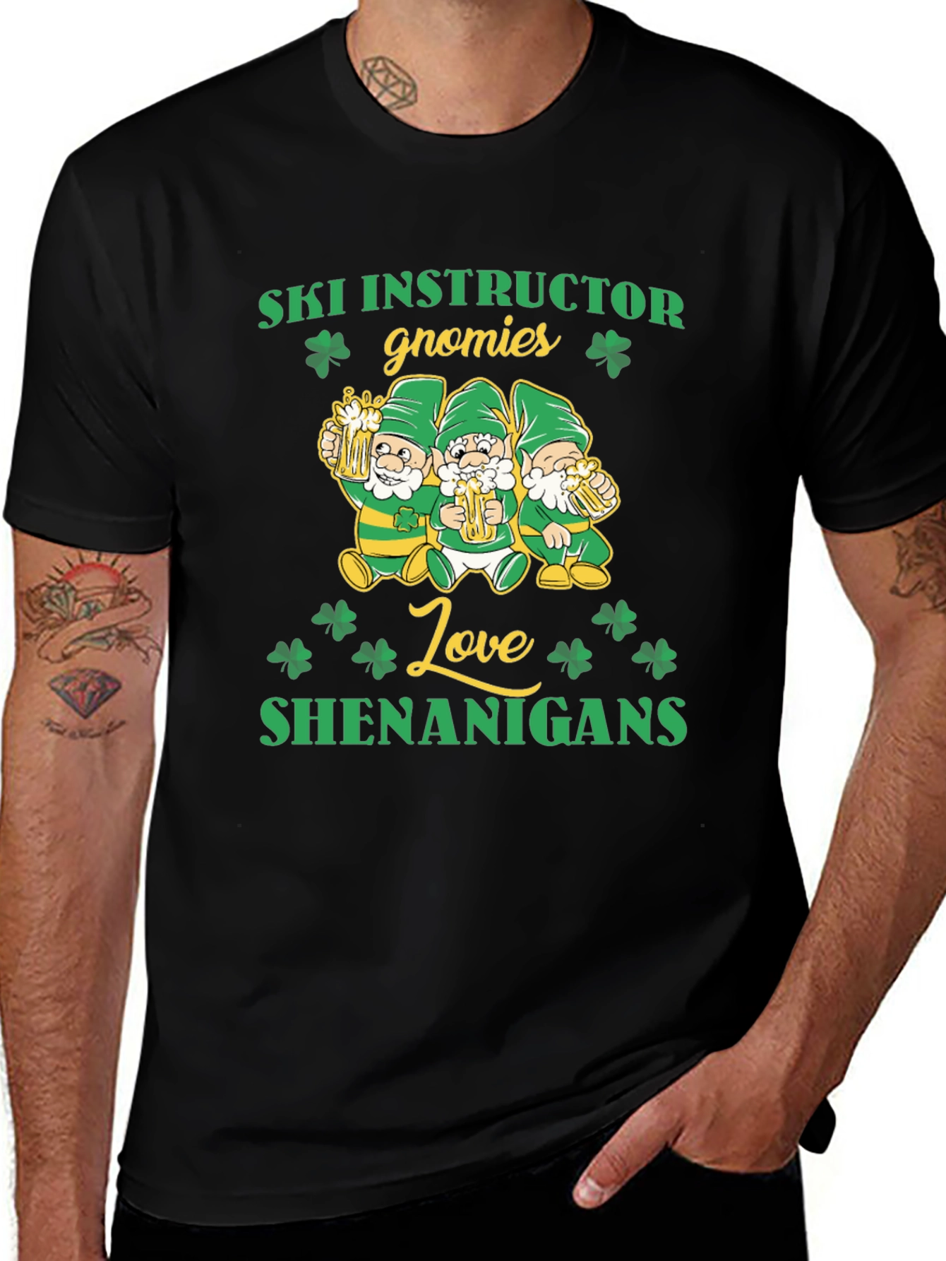 Ski Instructor Gnomies St. Patrick's Day T-Shirt