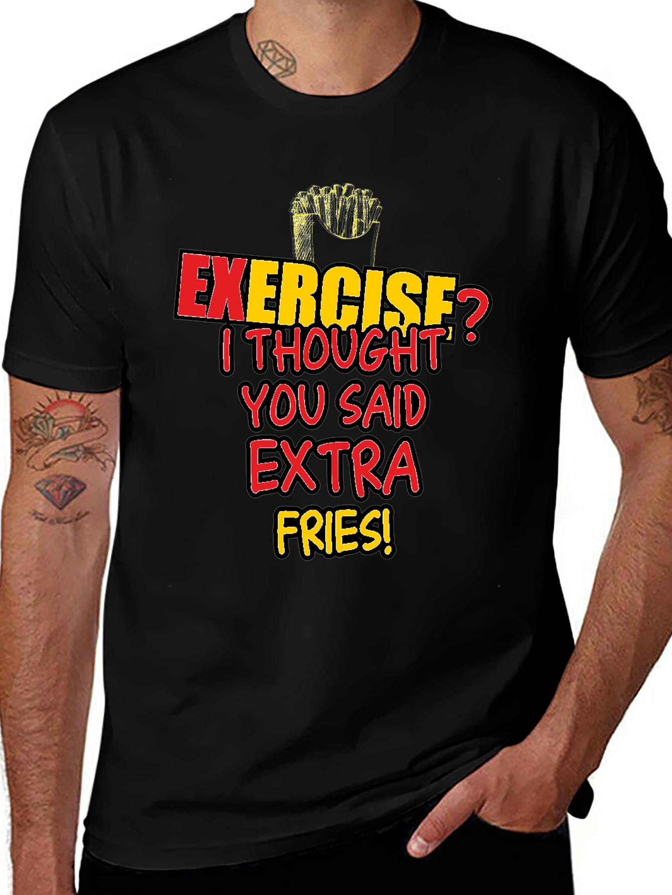 Variant 29 of Extra Fries Graphic Tee - Funny Foodie Shirt
