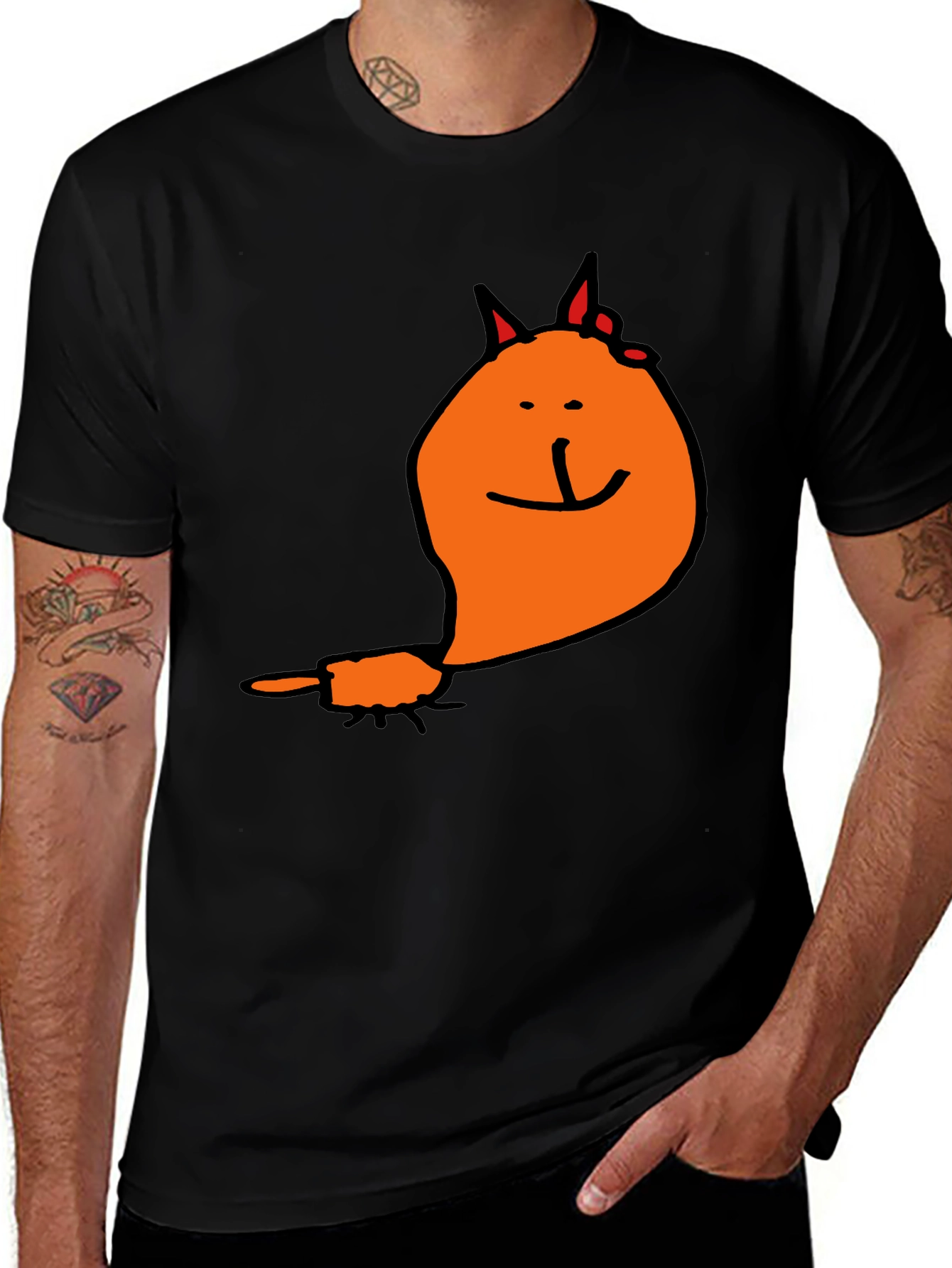 Variant 21 of Funny Cat Graphic Tee - Black Casual T-Shirt