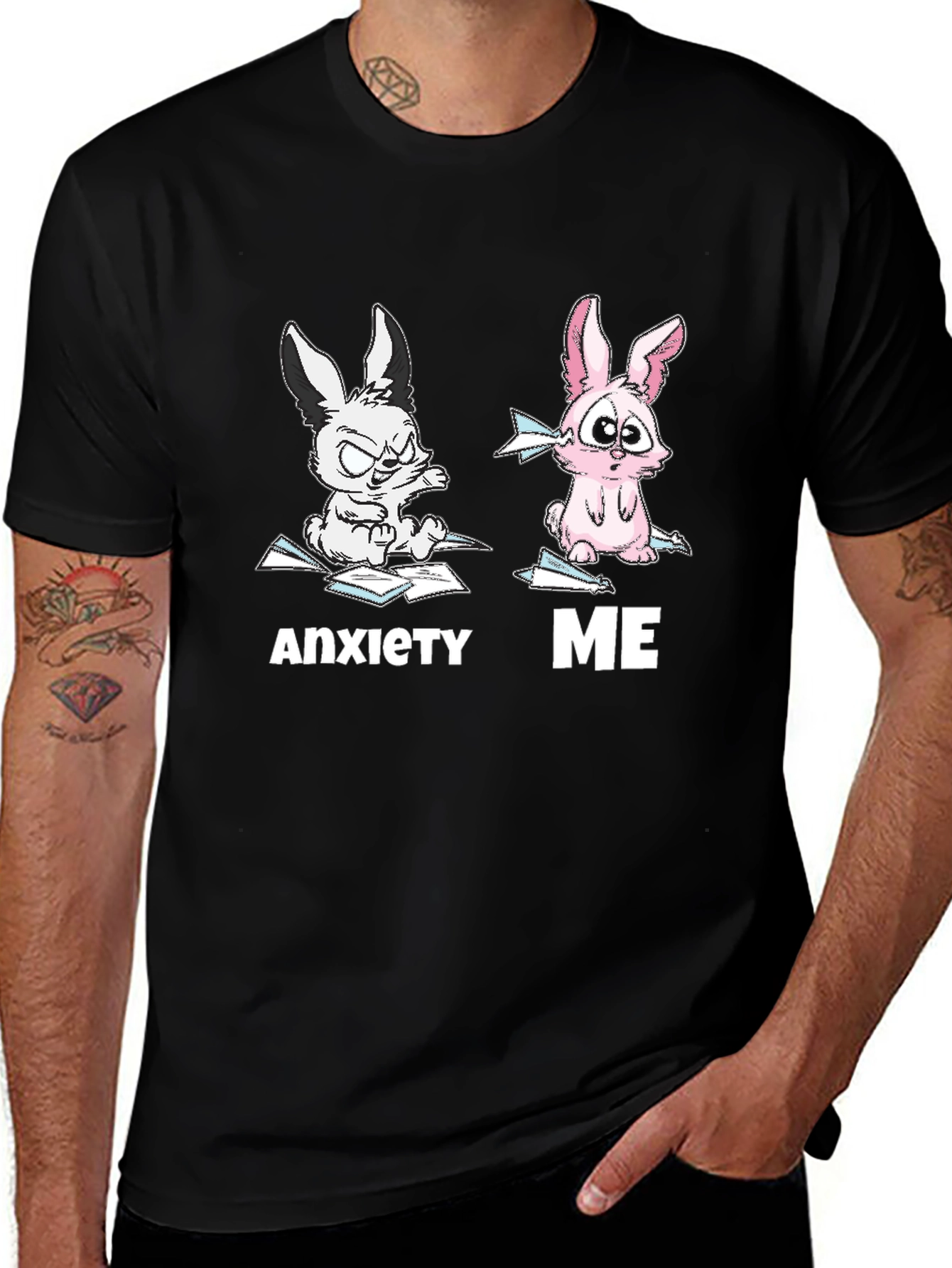 Anxiety vs Me Funny Graphic Tee
