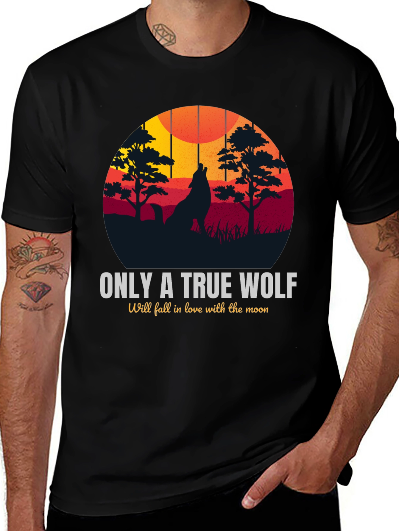 Variant 3 of True Wolf Moon Graphic Tee - Stylish Men's Apparel