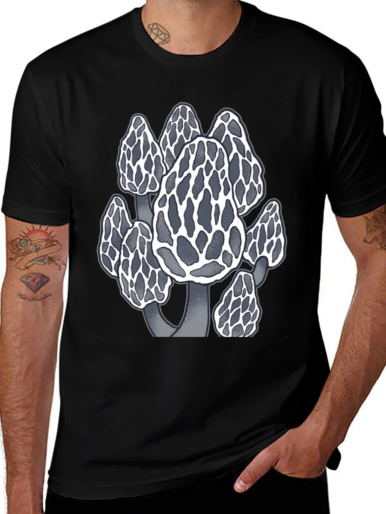 Variant 2 of Mushroom Graphic Black T-Shirt