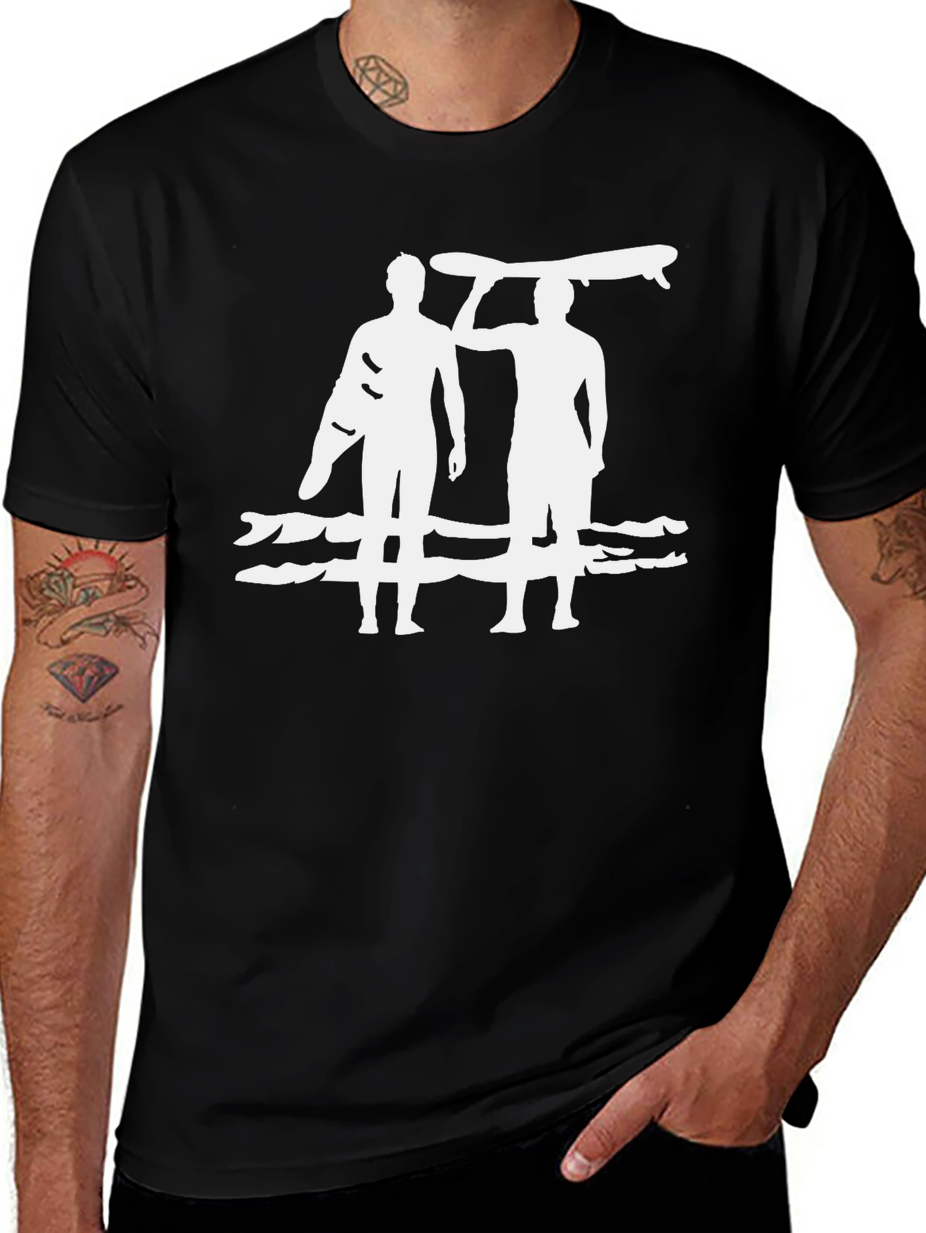 Variant 23 of Surfer Duo Graphic Black T-Shirt