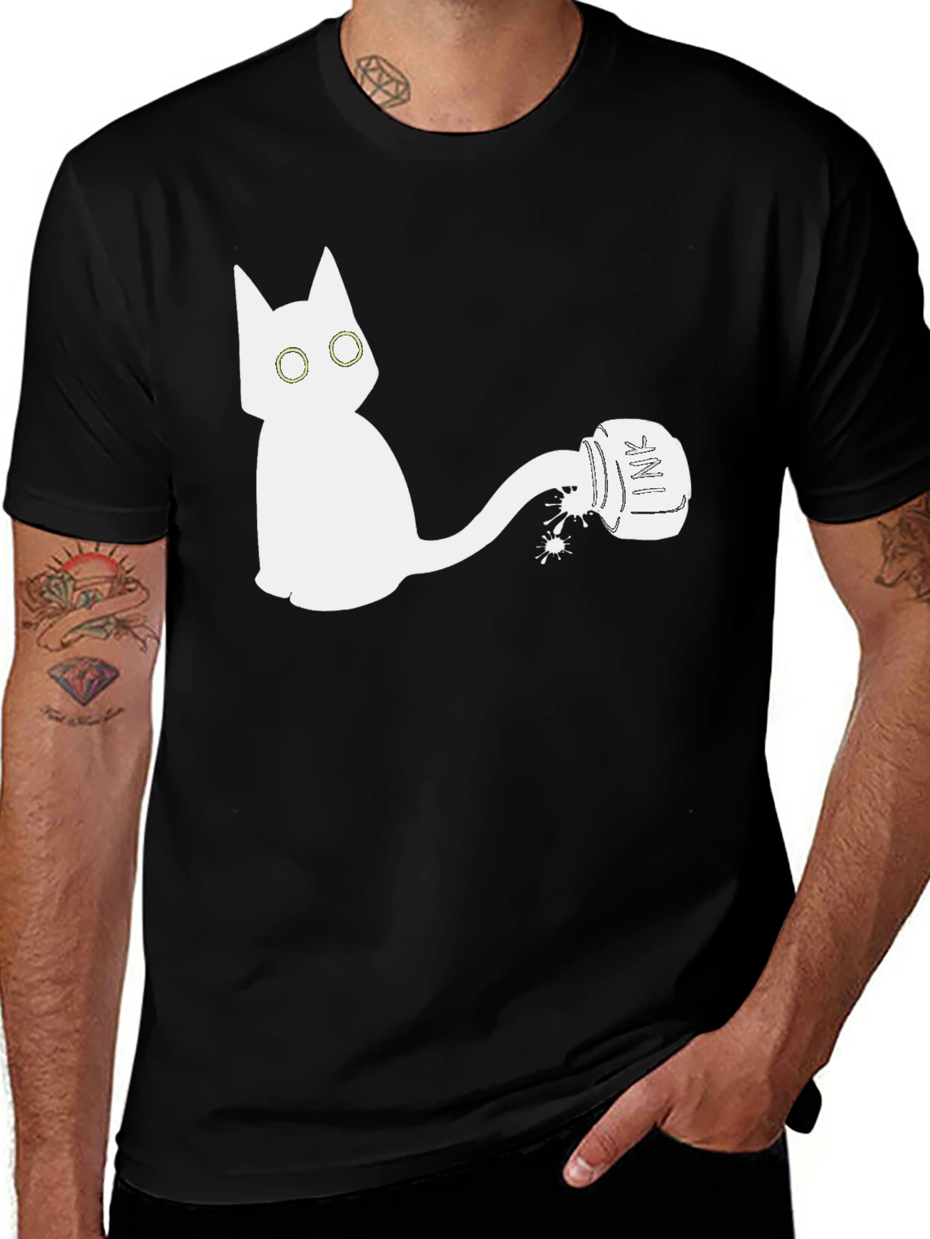 Variant 27 of Cat Ink Spill Graphic Tee - Unique Design