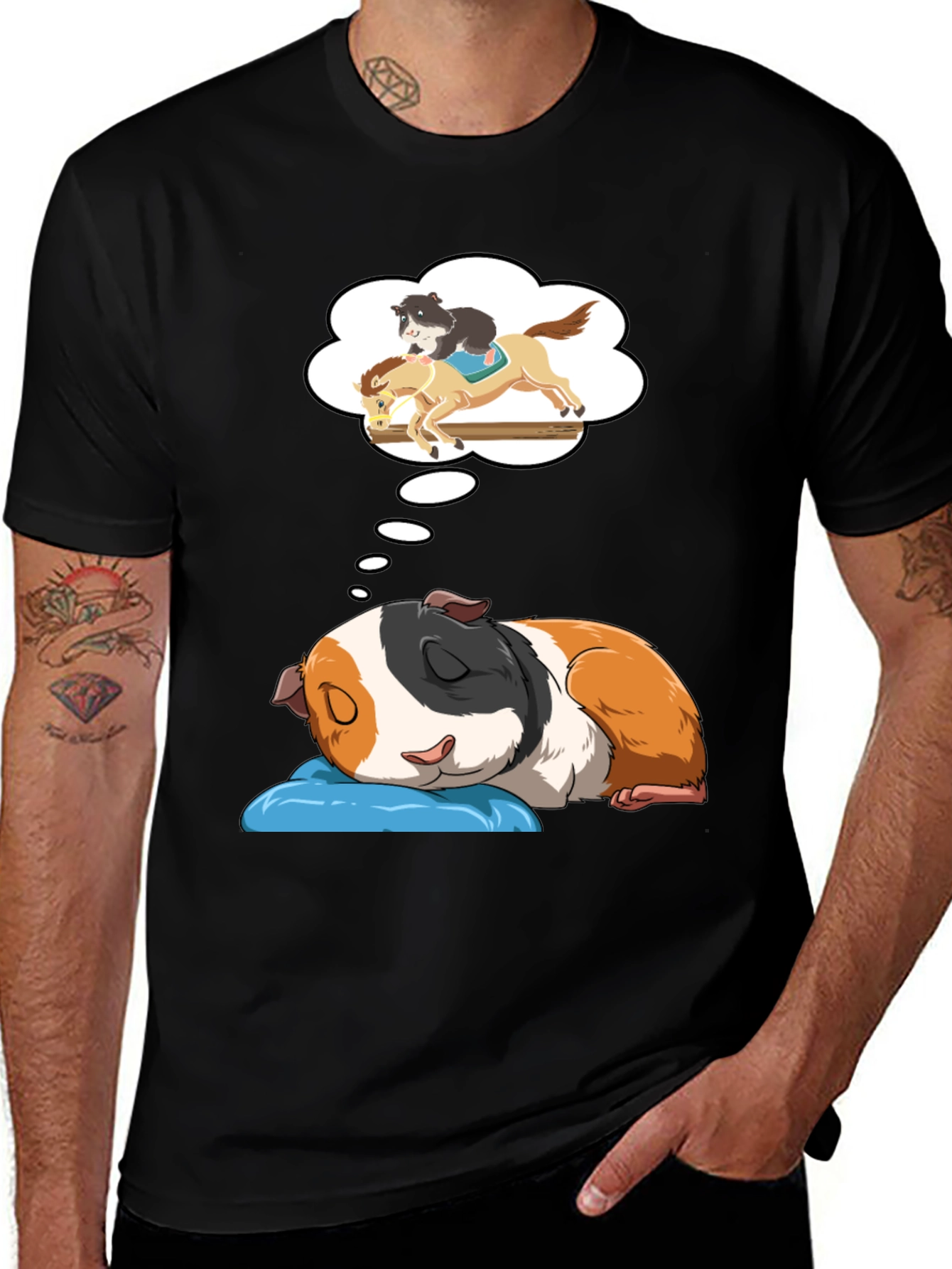 Black Dreamy Guinea Pig T-Shirt main image