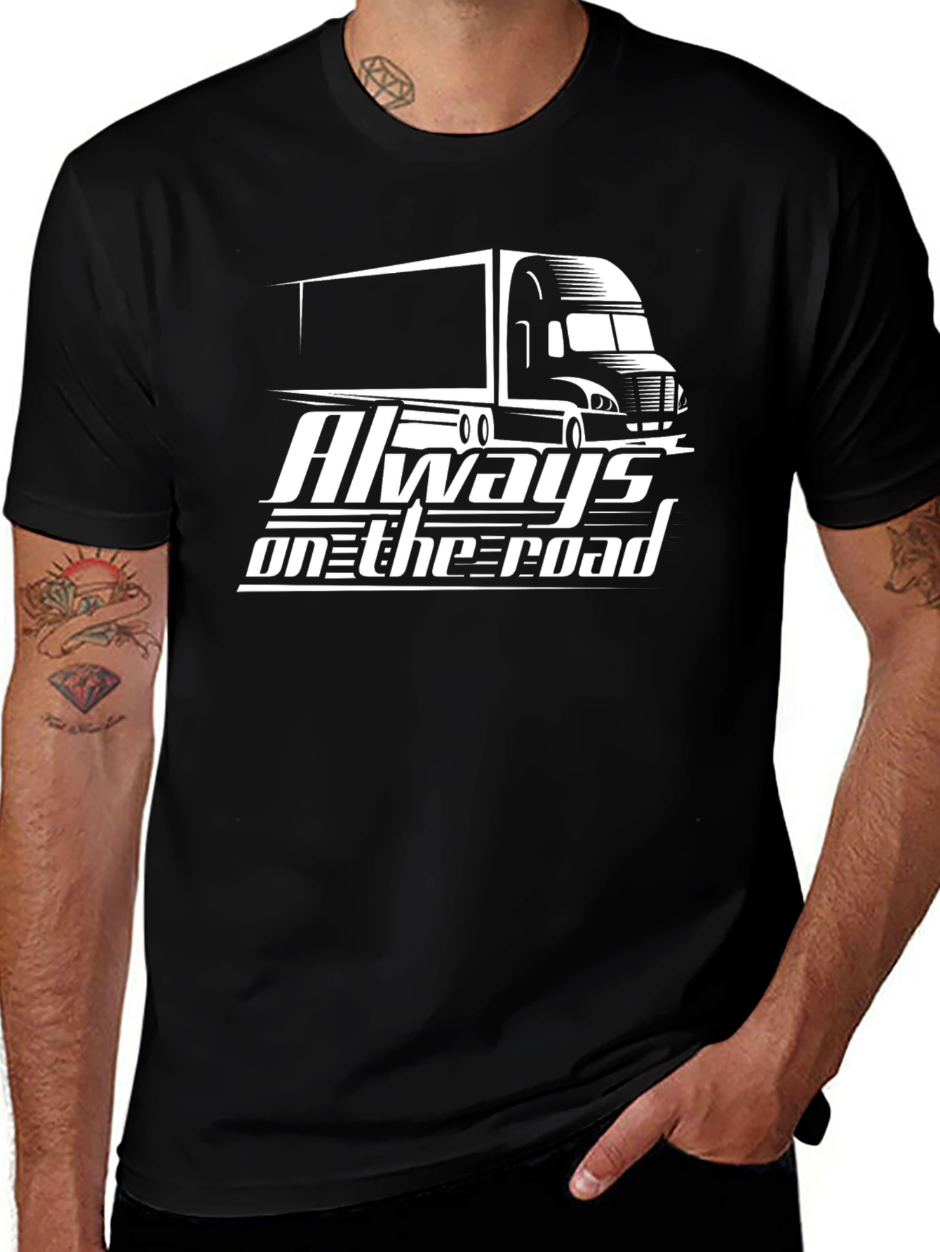 Always on the Road Trucker Graphic T-Shirt