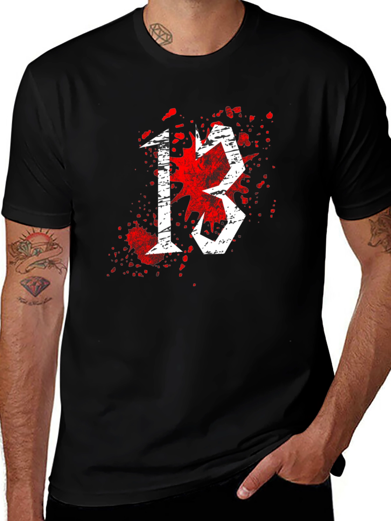 Variant 22 of Lucky 13 Graphic Tee - Gothic Number Design