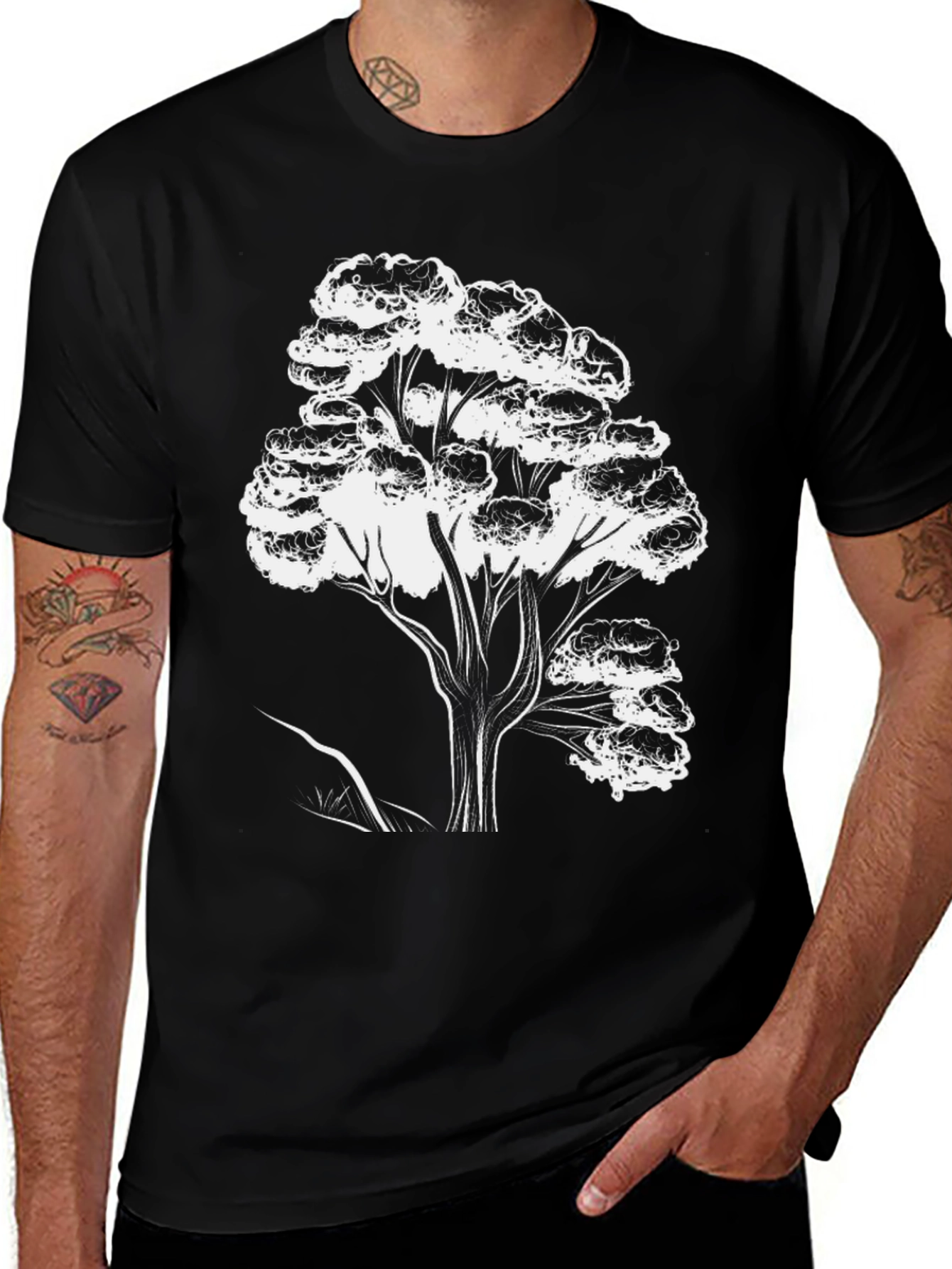 Variant 12 of Nature Tree Graphic Tee - Stylish Black T-Shirt