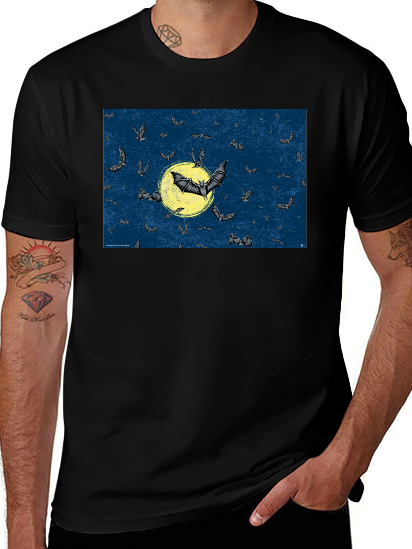 Variant 8 of Bat Moon Graphic Tee - Spooky Halloween T-Shirt
