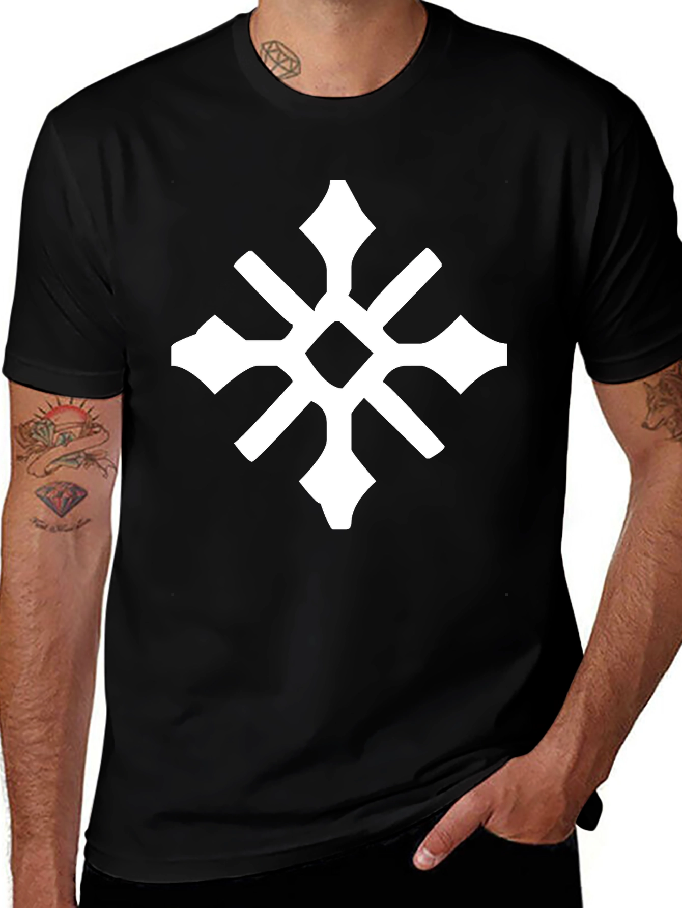 Variant 6 of Geometric Symbol Black T-Shirt