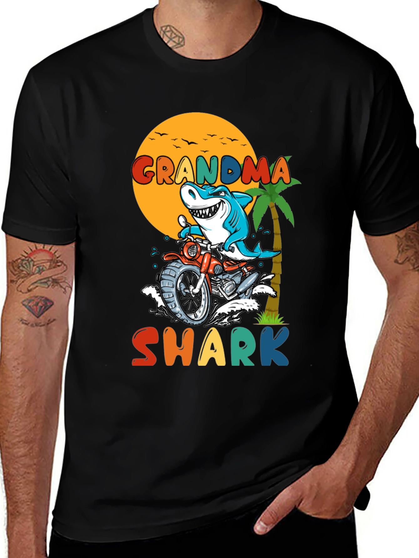 Variant 13 of Grandma Shark Motorcycle T-Shirt
