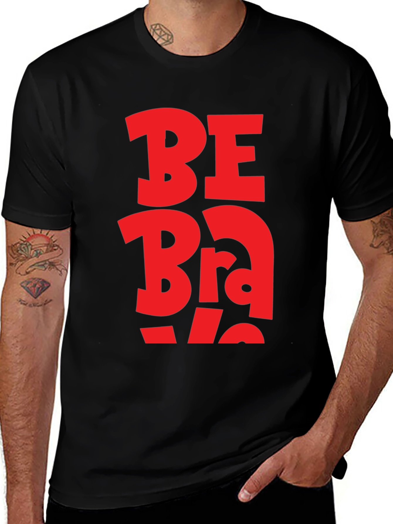 Variant 28 of Be Brave Graphic Tee - Trendy Black T-Shirt