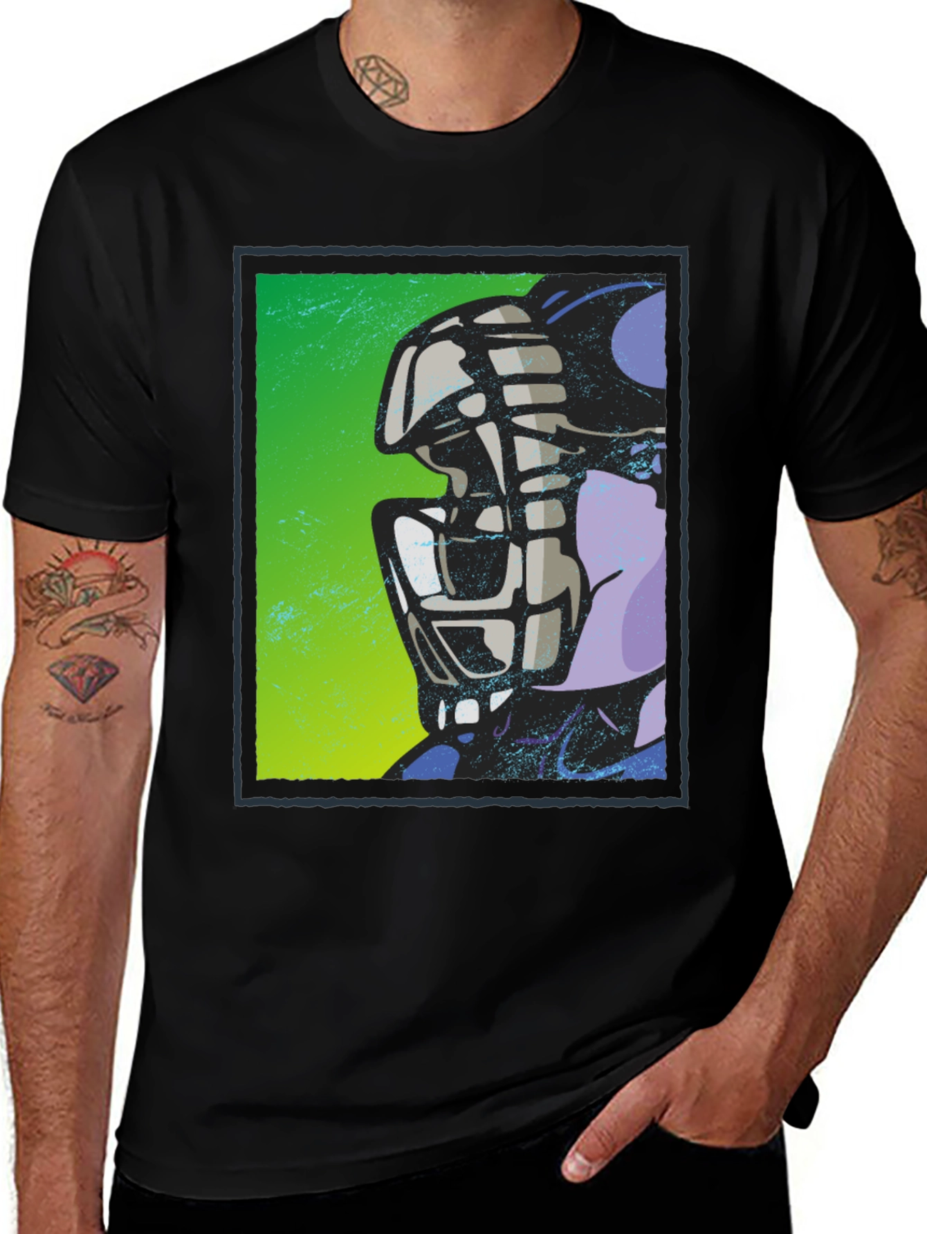 Variant 17 of Masked Defender Graphic Tee - Black