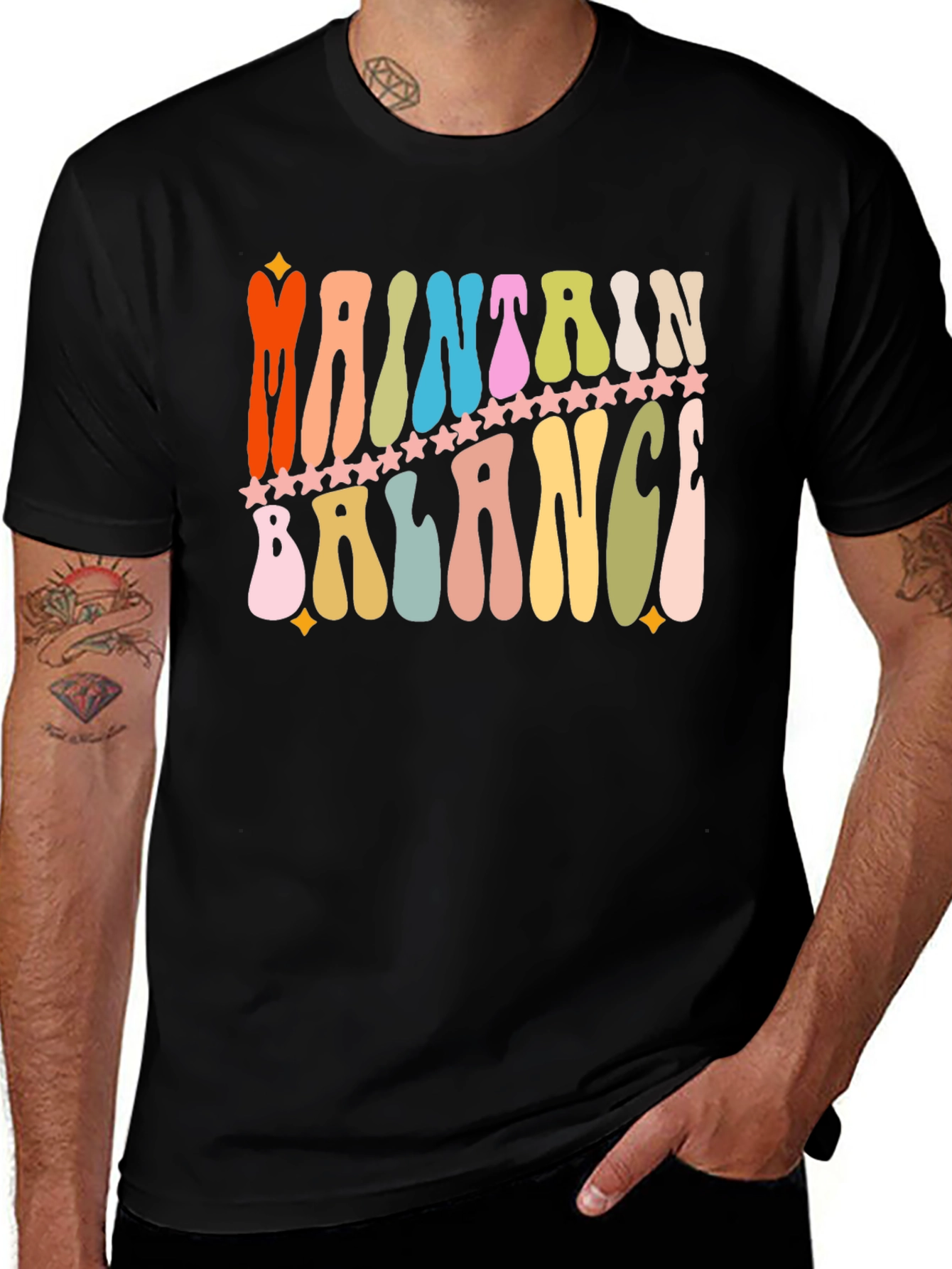 Variant 10 of Maintain Balance Retro Graphic T-Shirt