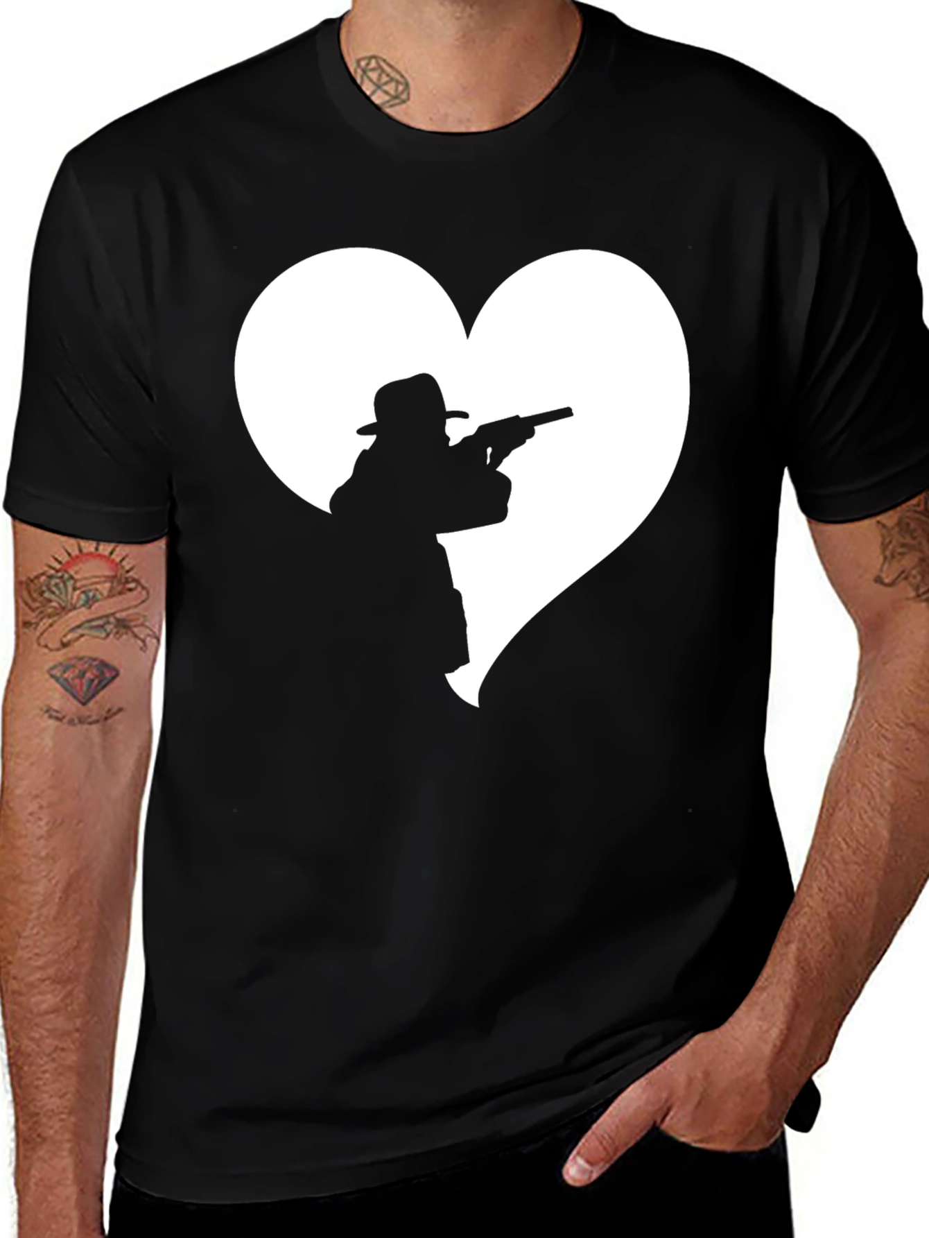 Variant 14 of Heart Silhouette Gun T-Shirt