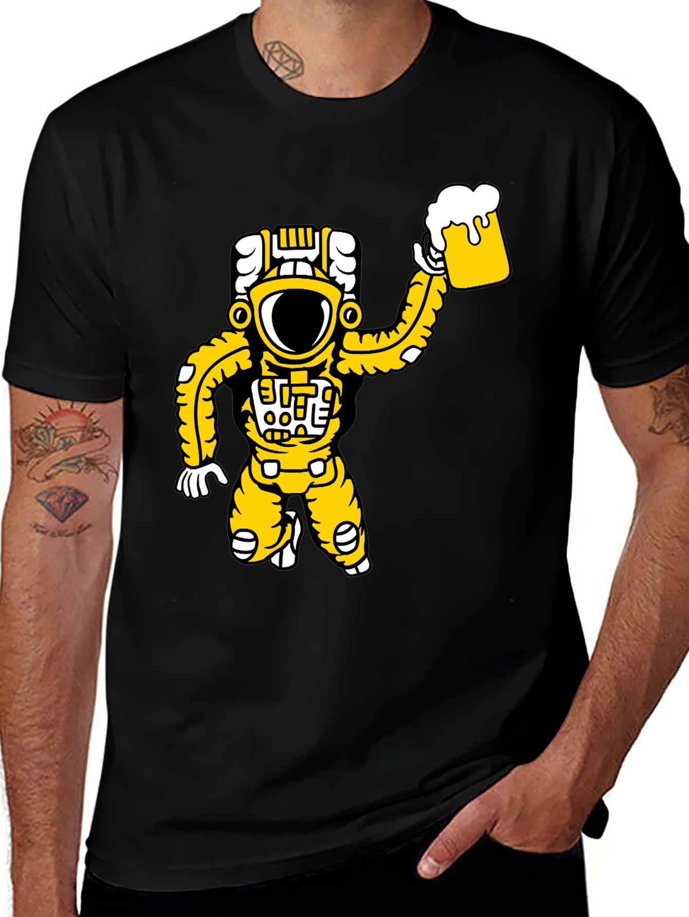 Variant 29 of Astronaut Beer Graphic T-Shirt - Black