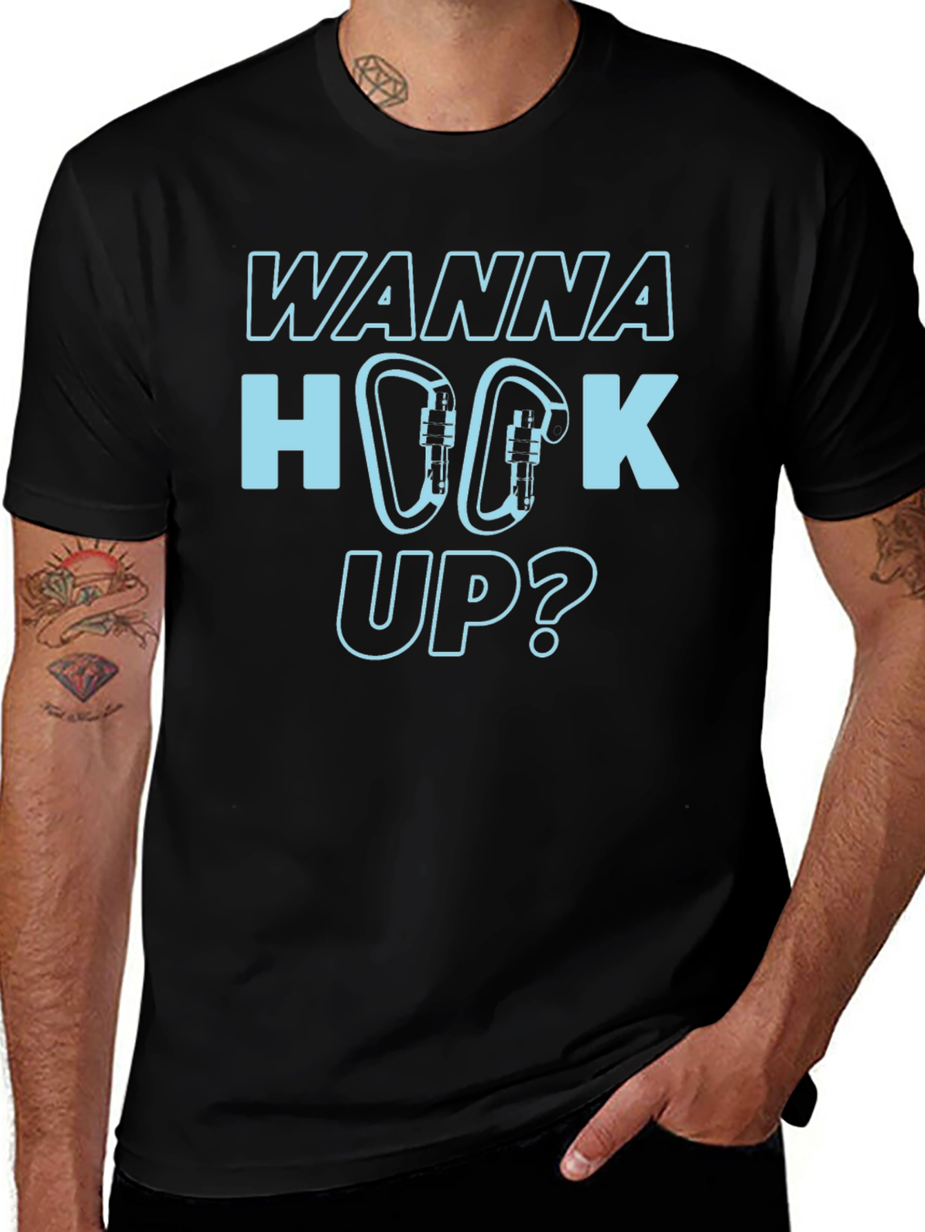 Variant 4 of Wanna Hook Up? Climbing Carabiner Graphic T-Shirt
