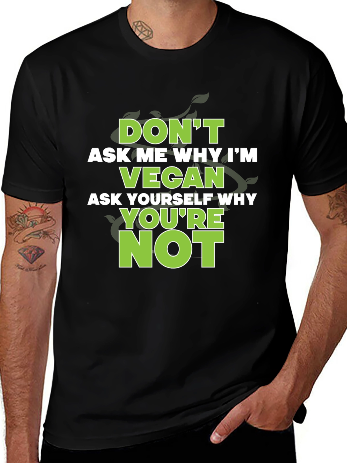 Variant 23 of Vegan Statement Graphic Tee - Ask Yourself Why Not