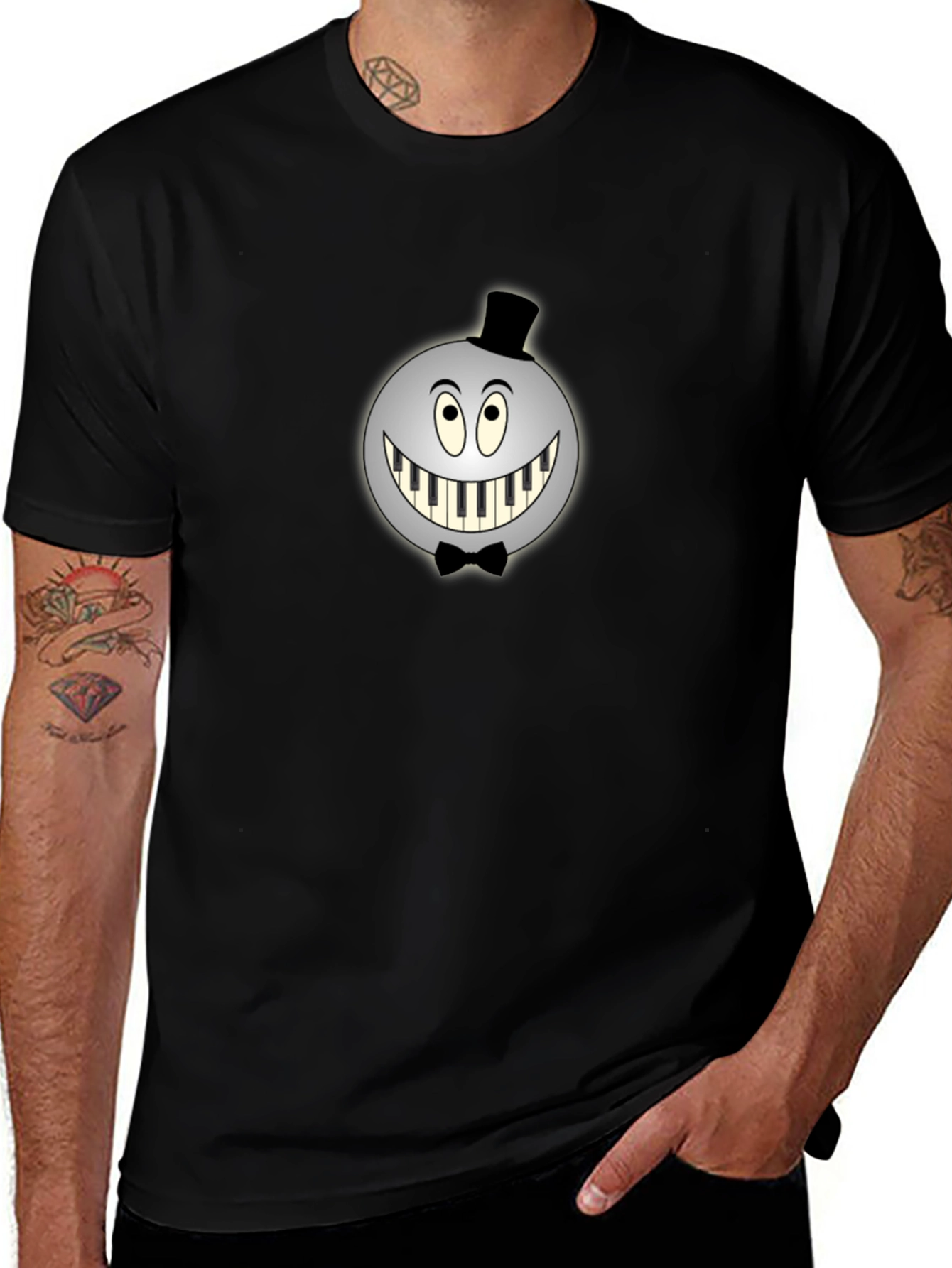 Variant 21 of Unique Graphic T-Shirt - Piano Teeth Design