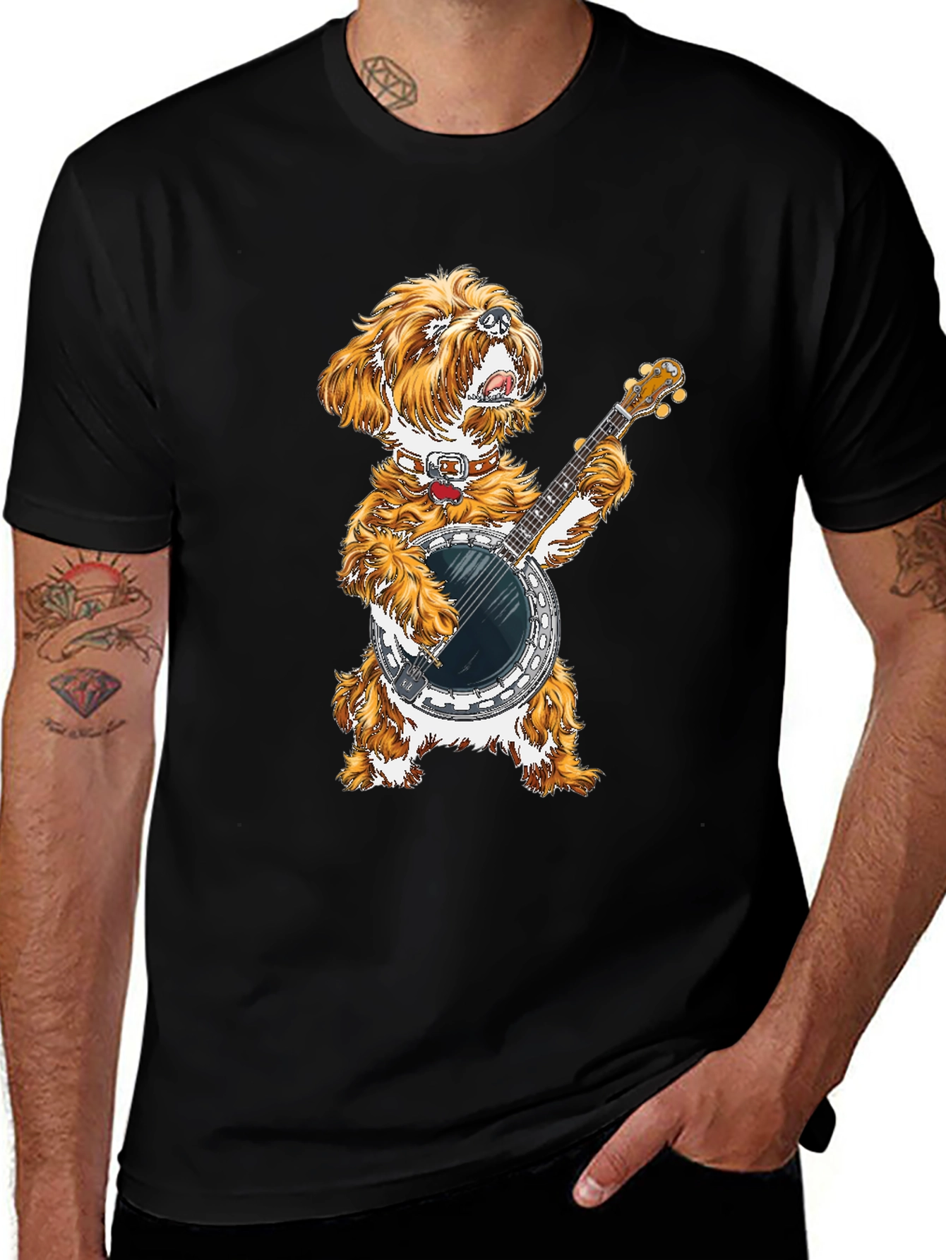 Variant 2 of Dog Playing Banjo Graphic Tee