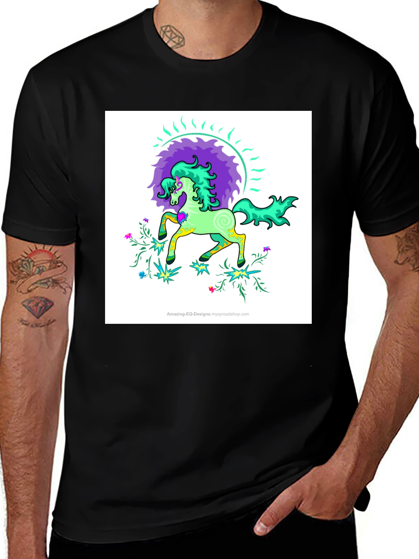 Variant 9 of Horse Graphic Black T-Shirt