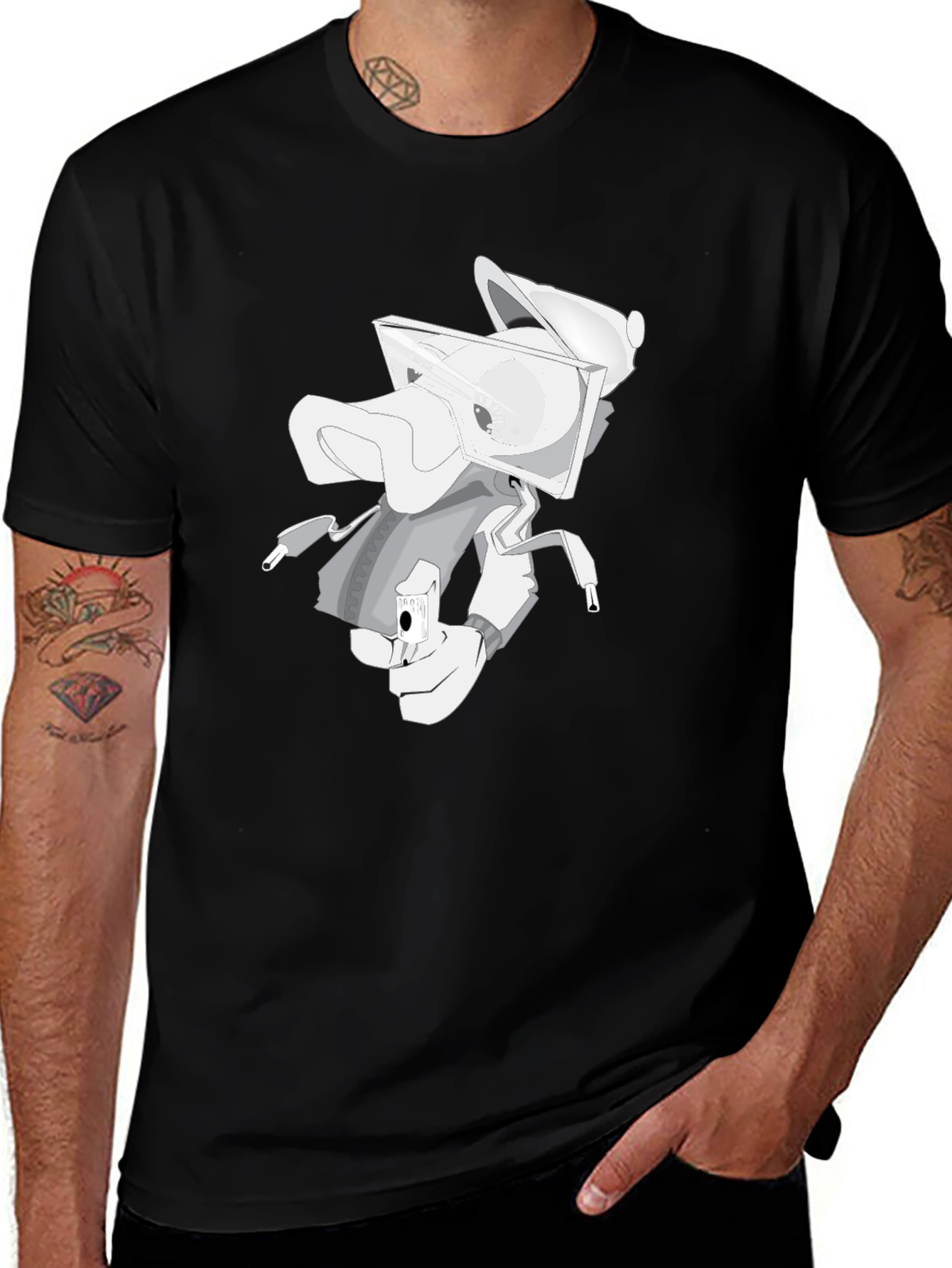 Variant 28 of Abstract Cartoon Graphic Black T-Shirt