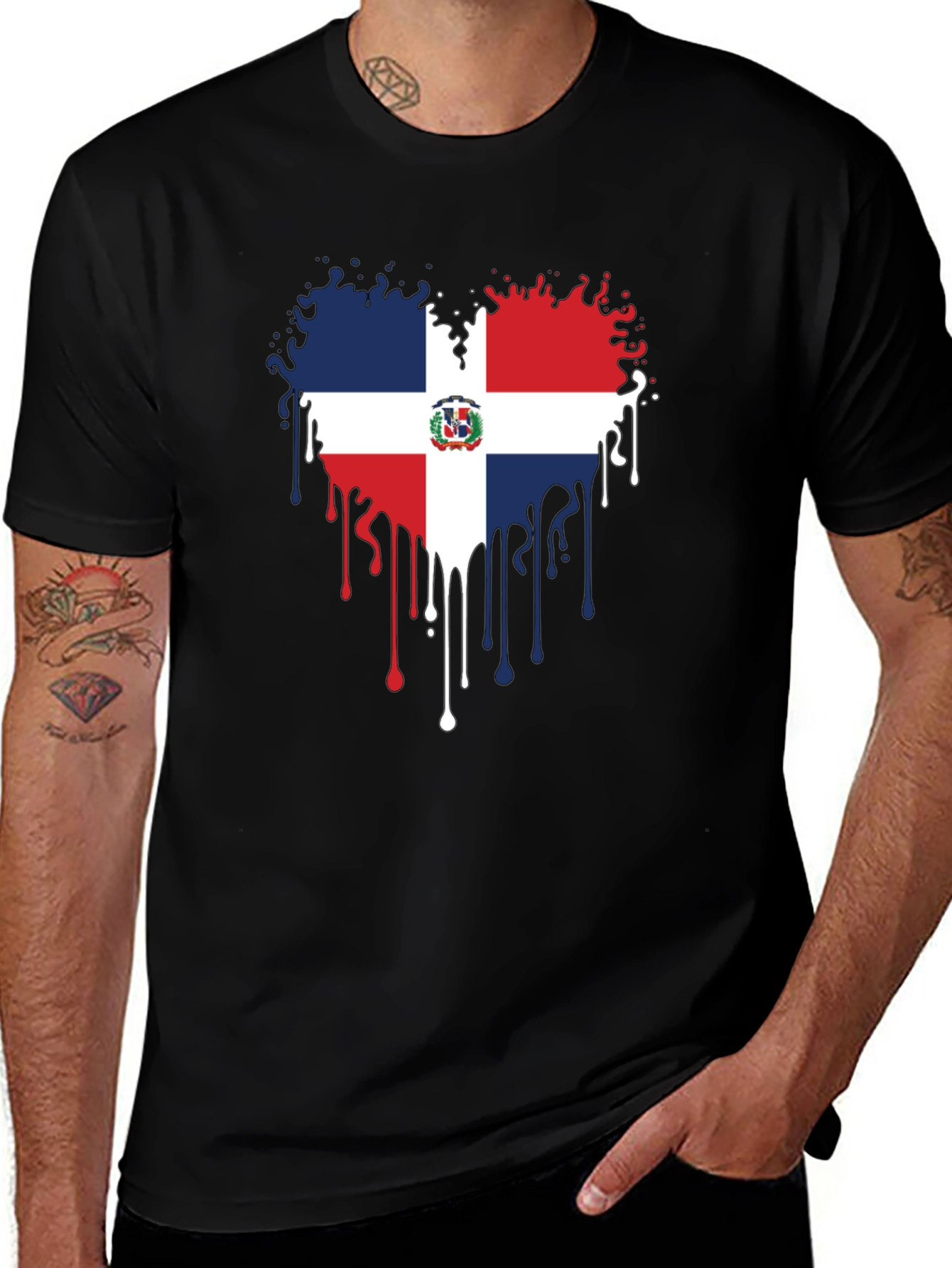 Variant 26 of Dominican Republic Flag Heart Graphic T-Shirt