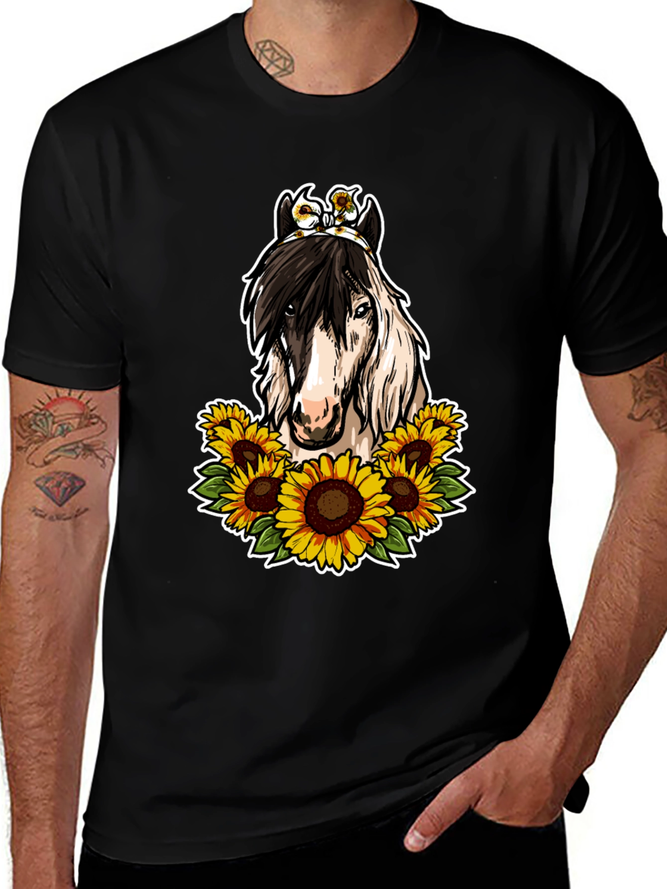 Variant 21 of Sunflower Horse Graphic Tee - Black