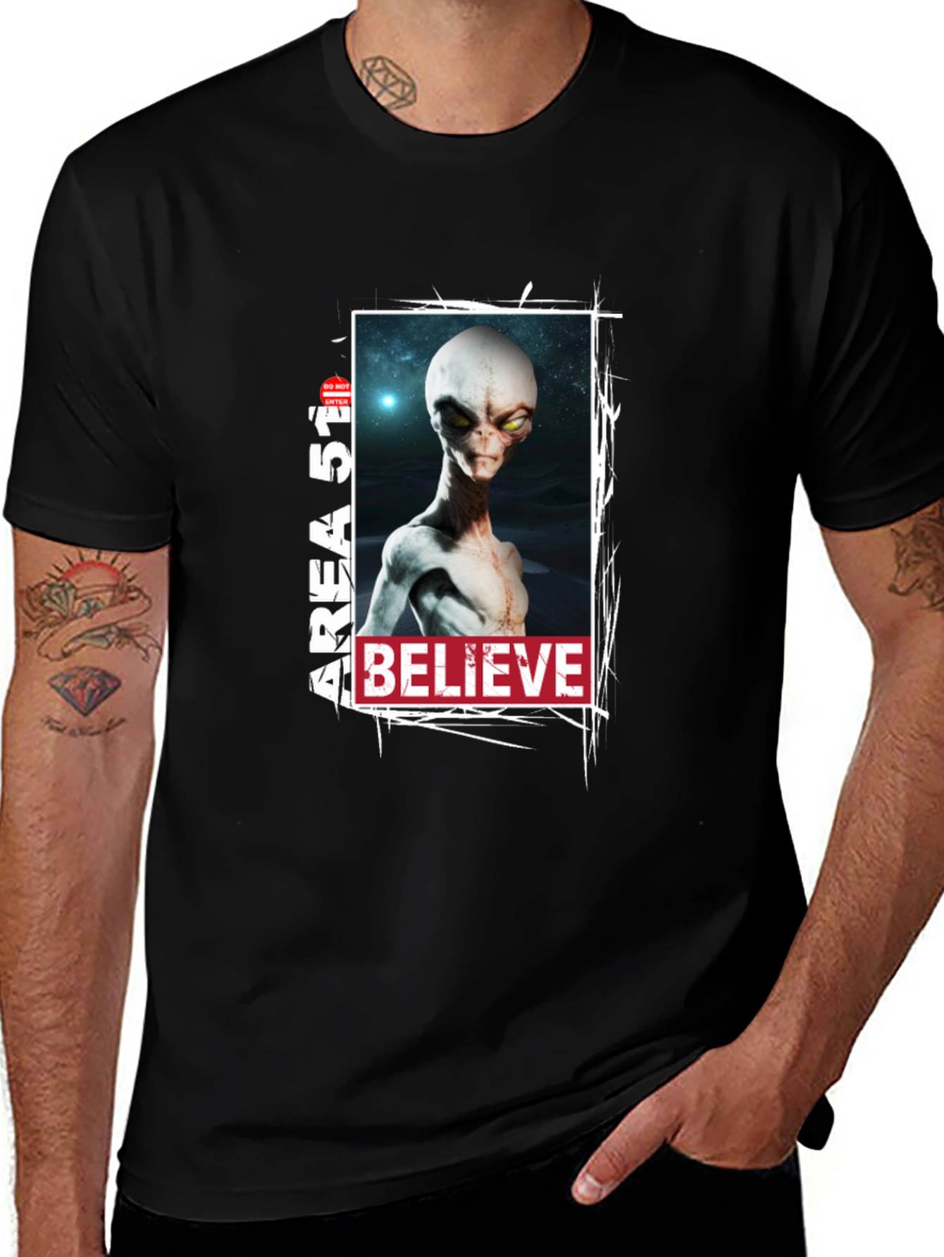 Variant 21 of Area 51 Alien Believe Graphic Tee