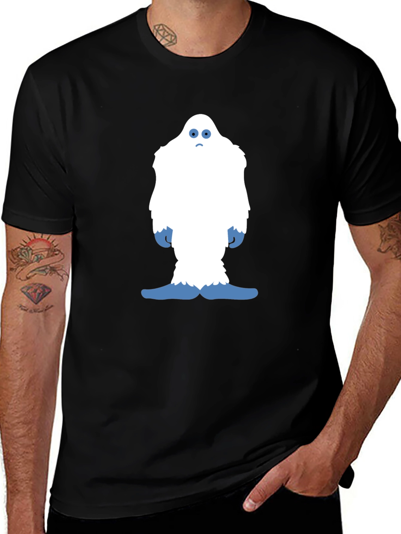 Variant 23 of Funny Yeti Graphic Tee - Black Cotton T-Shirt