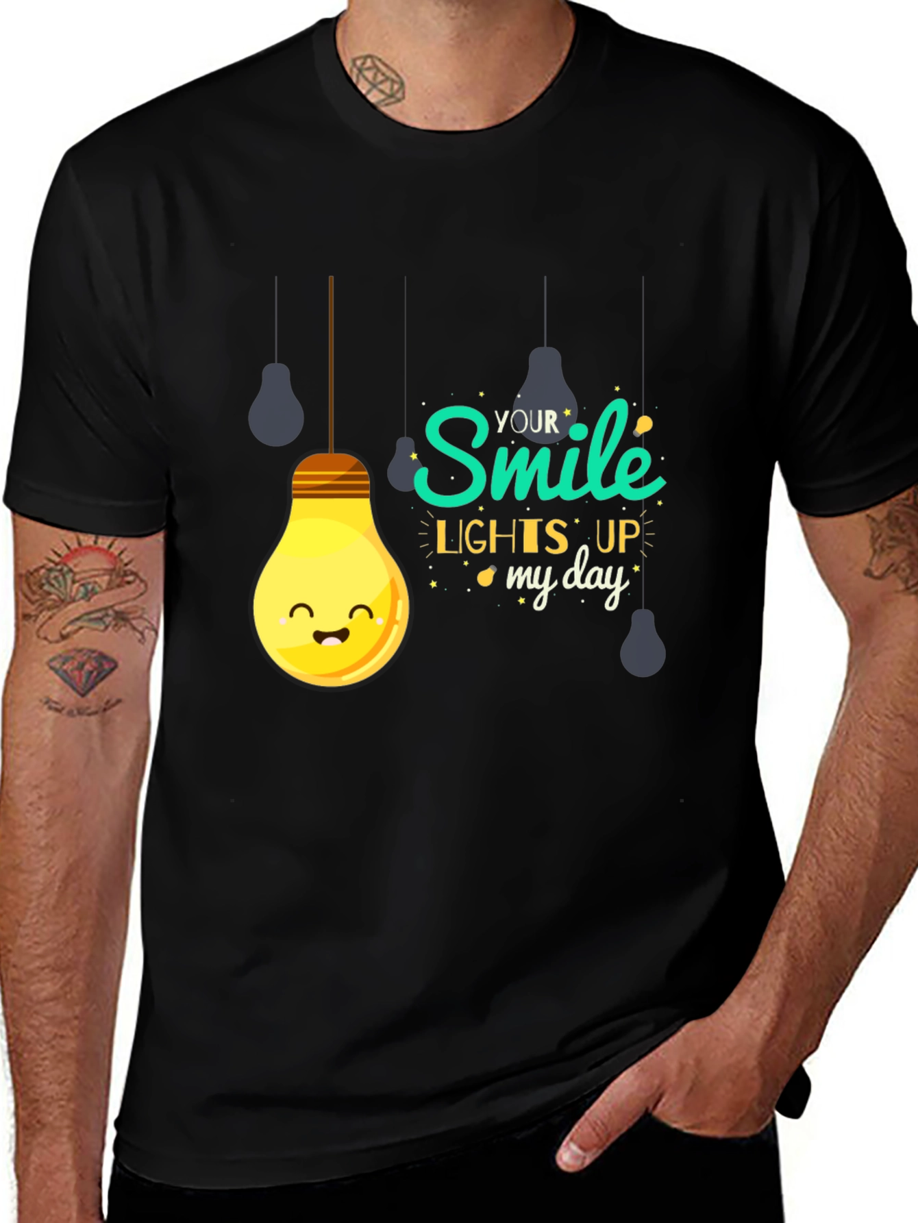 Variant 18 of Smile Lights Up My Day Black Graphic T-Shirt