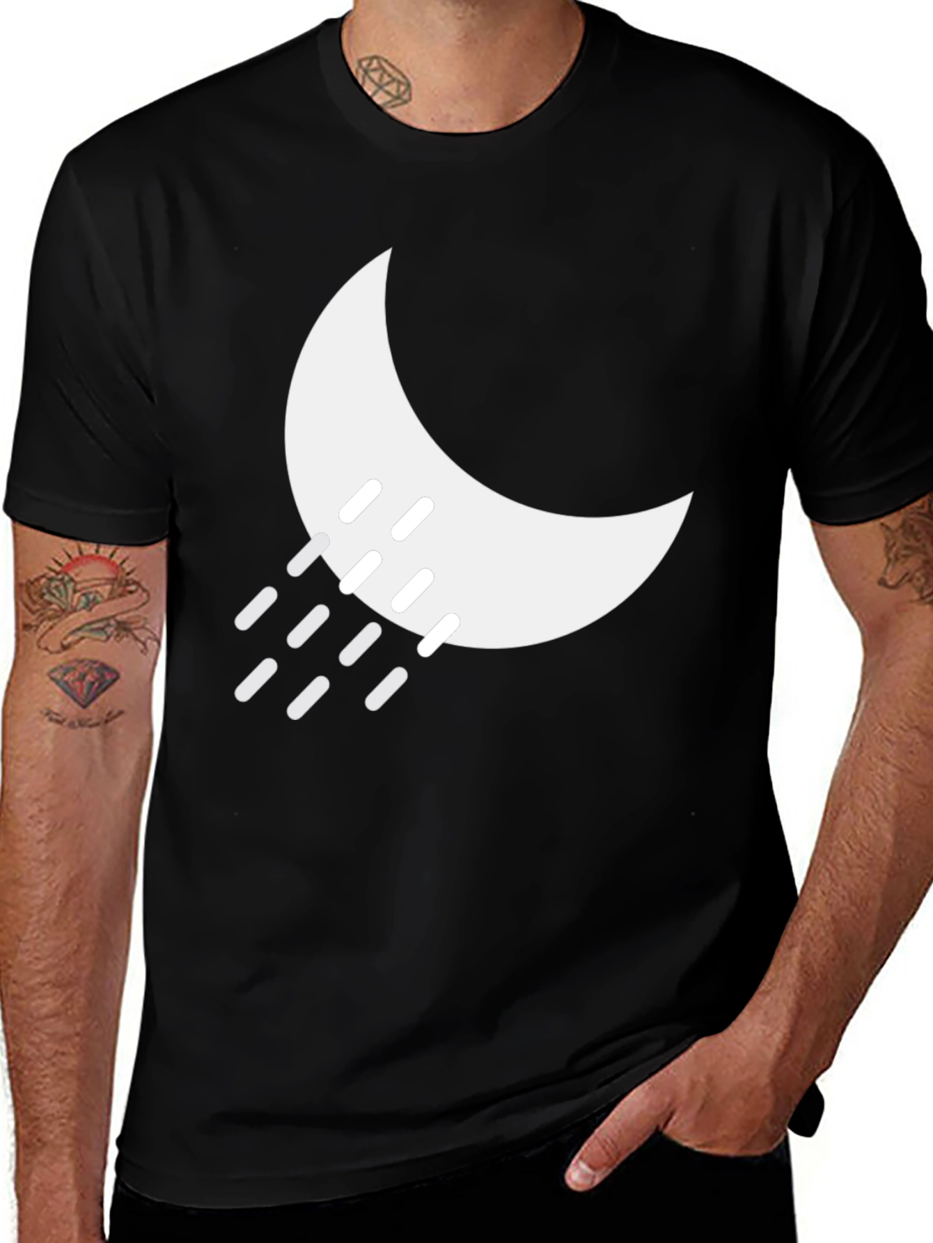 Variant 26 of Night Rain Graphic Tee - Black Cotton Blend